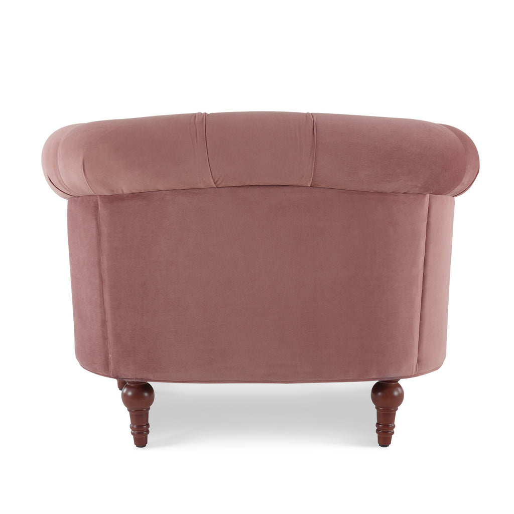 La Rosa Victorian Tufted Upholstered Accent Chair, Ash Rose