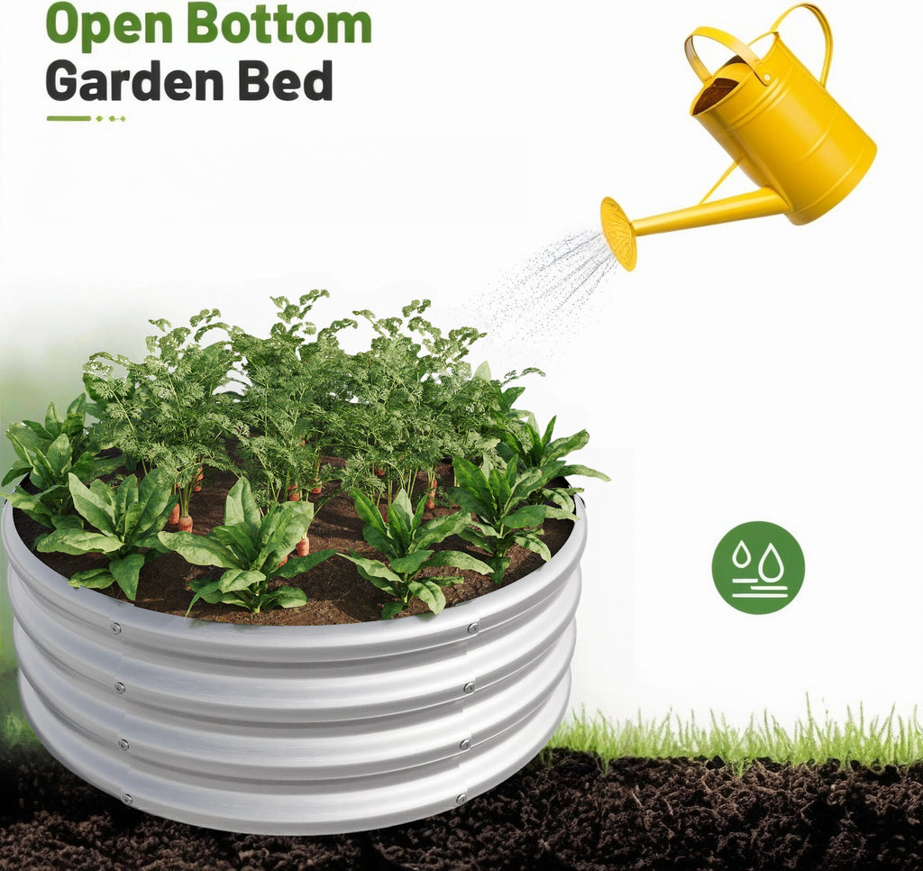 2-Piece 32.08" Tall Round Metal Raised Garden Bed