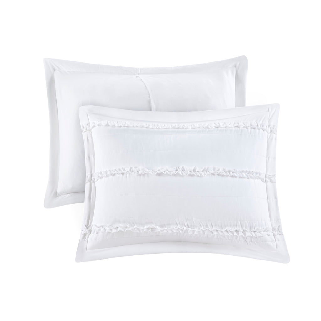 4 Piece Reversible Ruffle Quilt Set with Throw Pillow