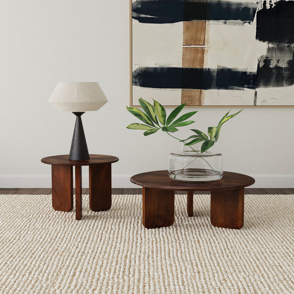 Columbo Brown Wood Round End Table