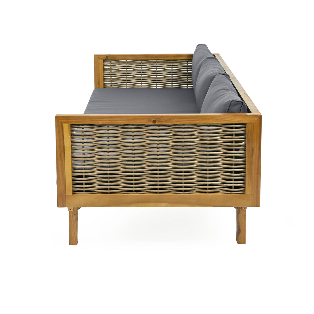 Claremont 3 Seater Daybed With Rattan Arms (Dark)