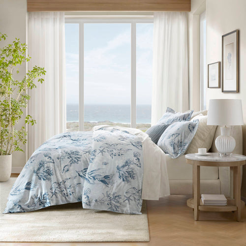 3-Piece King 100% Cotton Sateen Duvet Cover Set, Navy/Blue