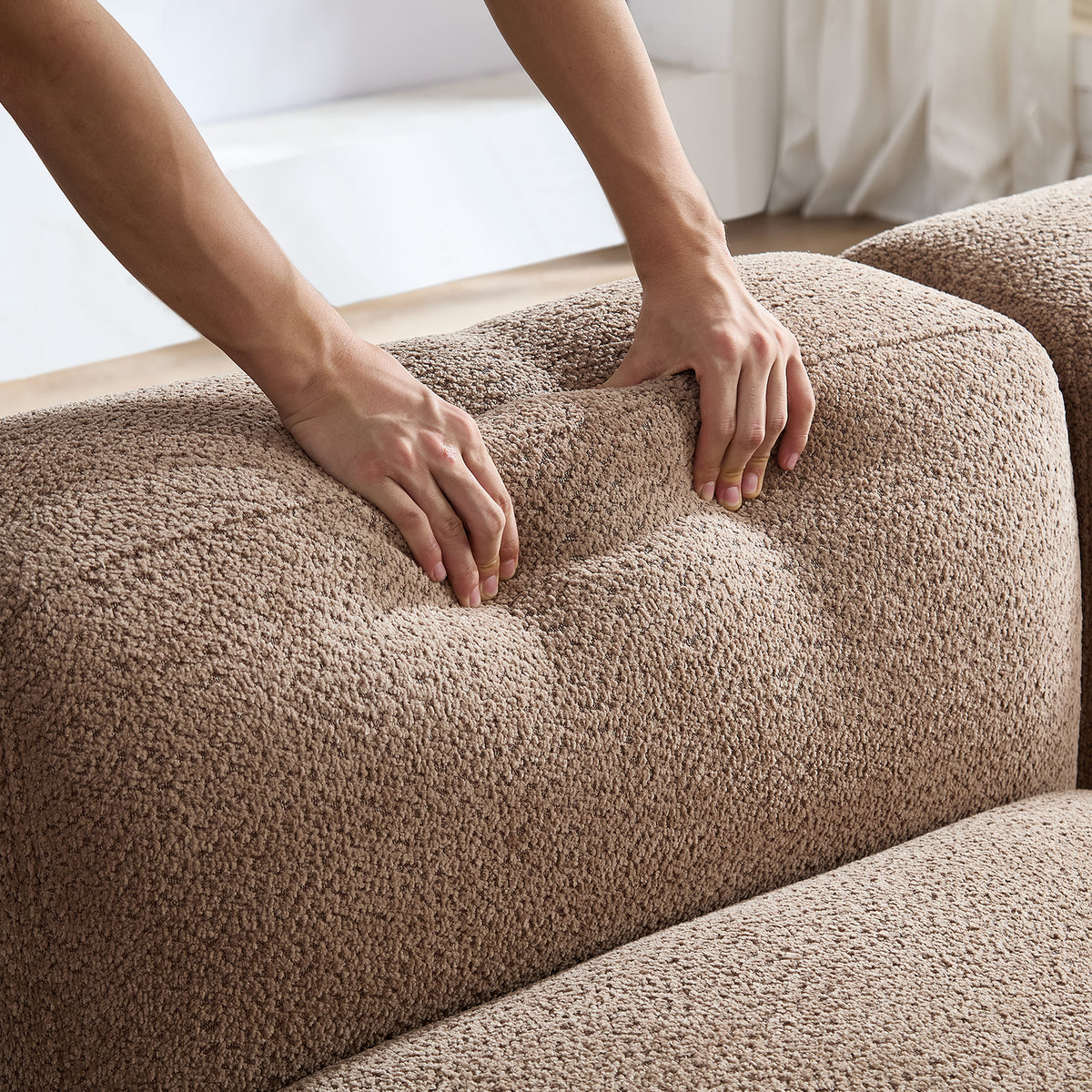 Modern Minimalist 4-Seat Sectional Sofa, 125.59-Inch, Camel Polyester
