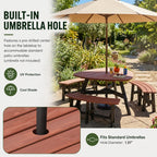 6-Person Semi-Circular Outdoor Solid Fir Wood Picnic Table Set