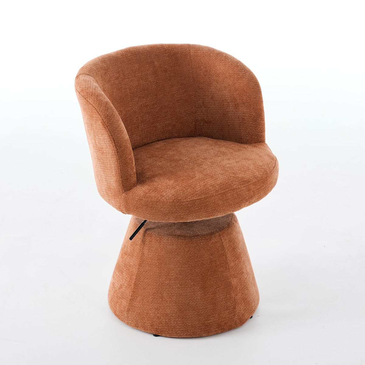 Adjustable Height 360° Swivel Bar Stool, Modern Chenille Upholstered Round Dining Chair, Ergonomic Accent Vanity Chair for Bedroom,Kitchen Island & Pub, Single Pack, Terracotta &