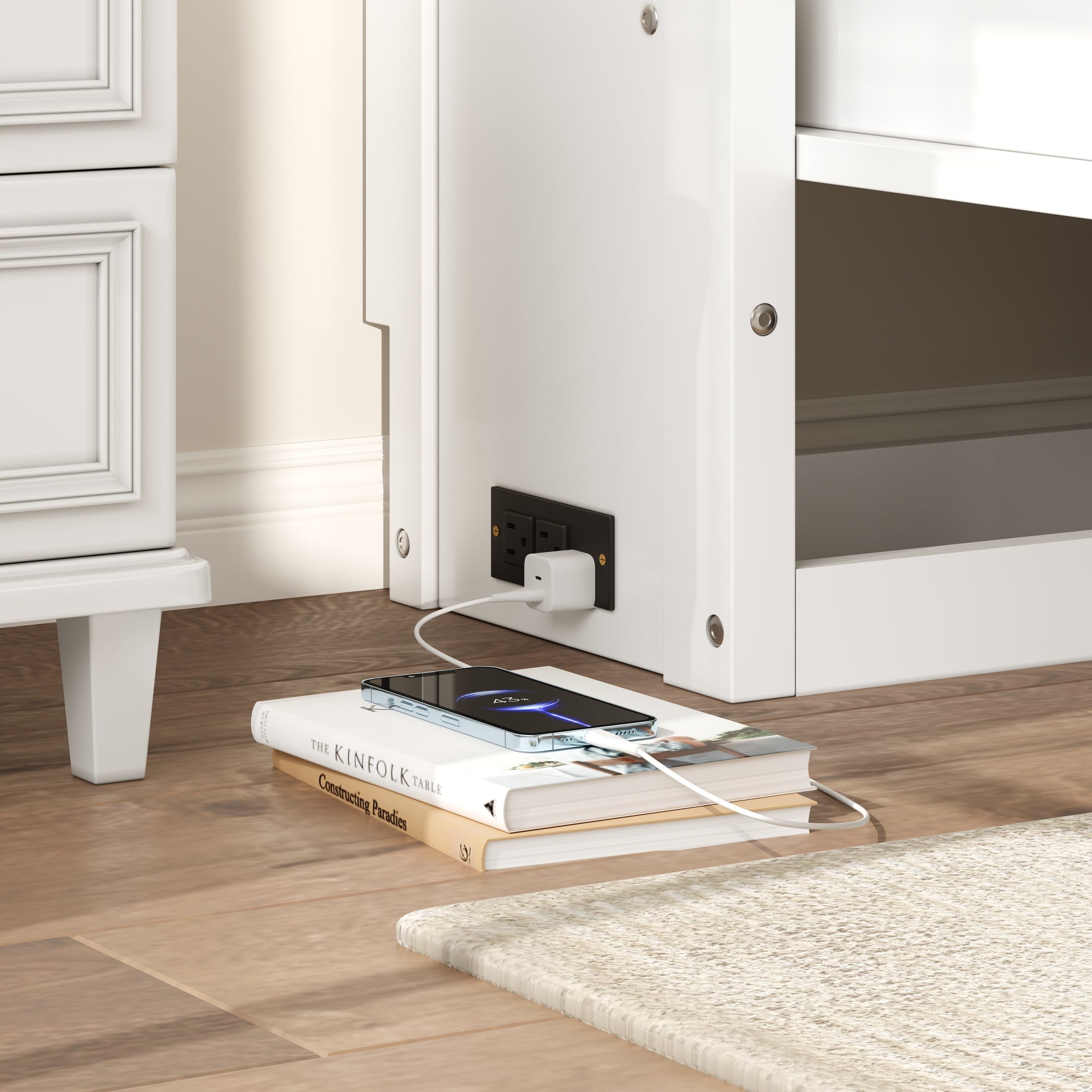 Twin Size Murphy Bed with Charging Station and a Drawer