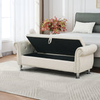 62.2 Inch Soft Velvet Storage Bench with Crystal Buttons