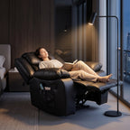 Black Color Air Leather Recliner Chair With Vibration And Heating