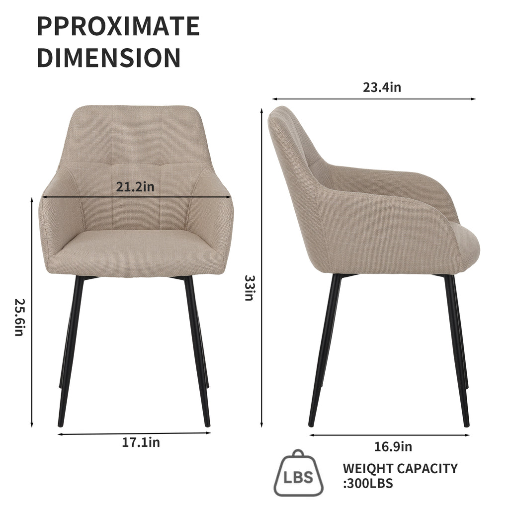 Beige Dining Chair 2-Piece Set