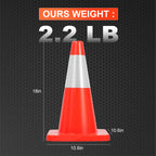18-Inch Traffic Safety Cones, 2-Pack
