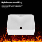 16"x12" White Ceramic Rectangular Vessel Bathroom Sink