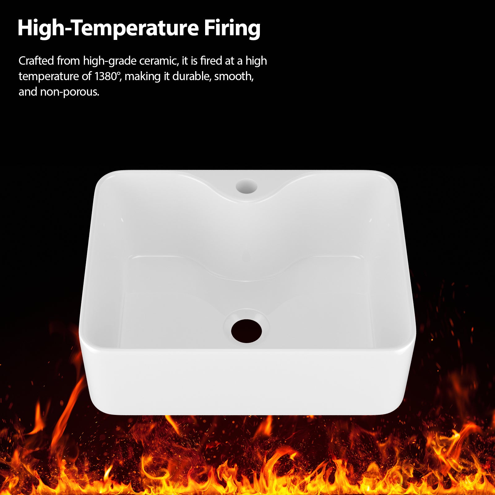 16"x12" White Ceramic Rectangular Vessel Bathroom Sink