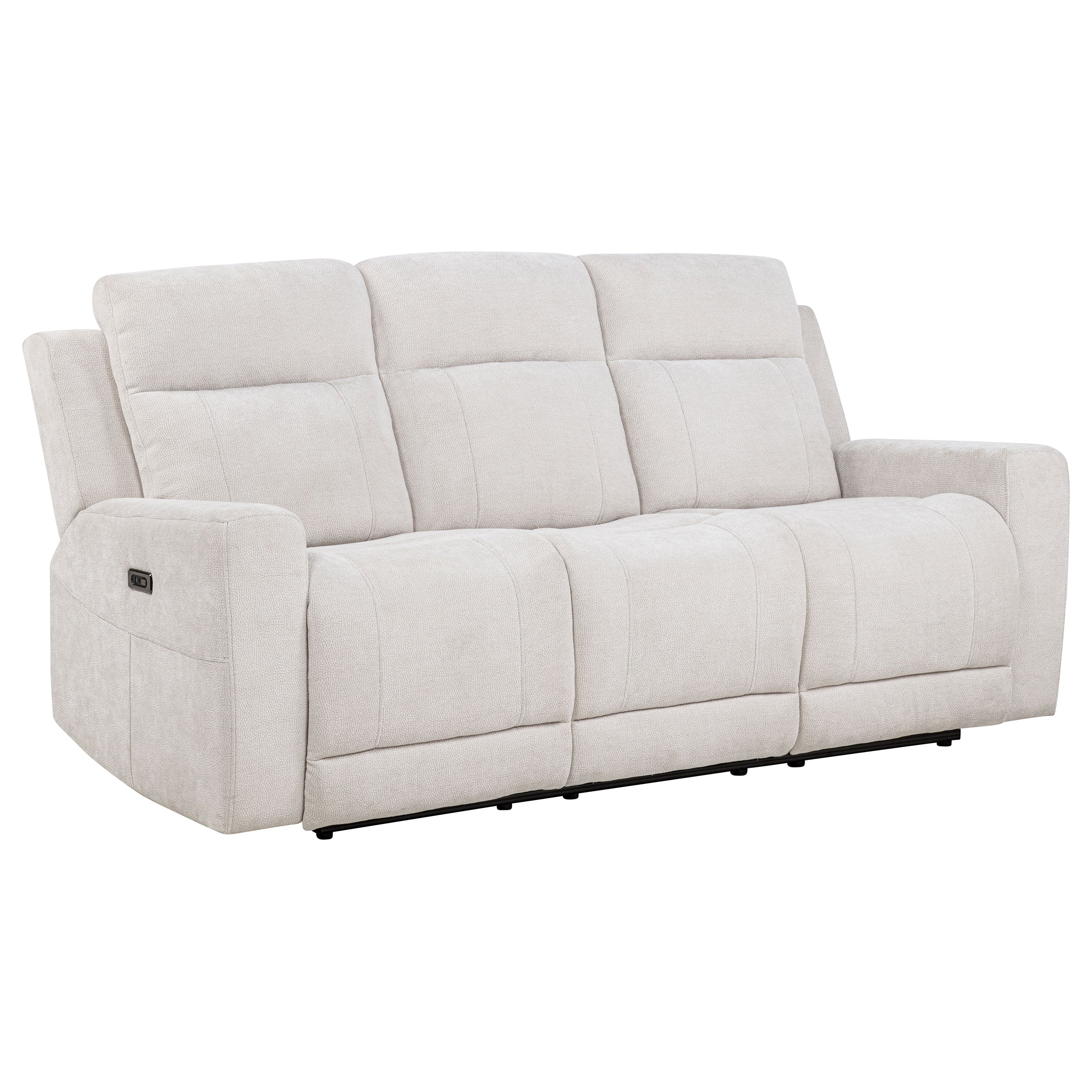 Kennett Chenille Upholstered Power Reclining Sofa Ivory-