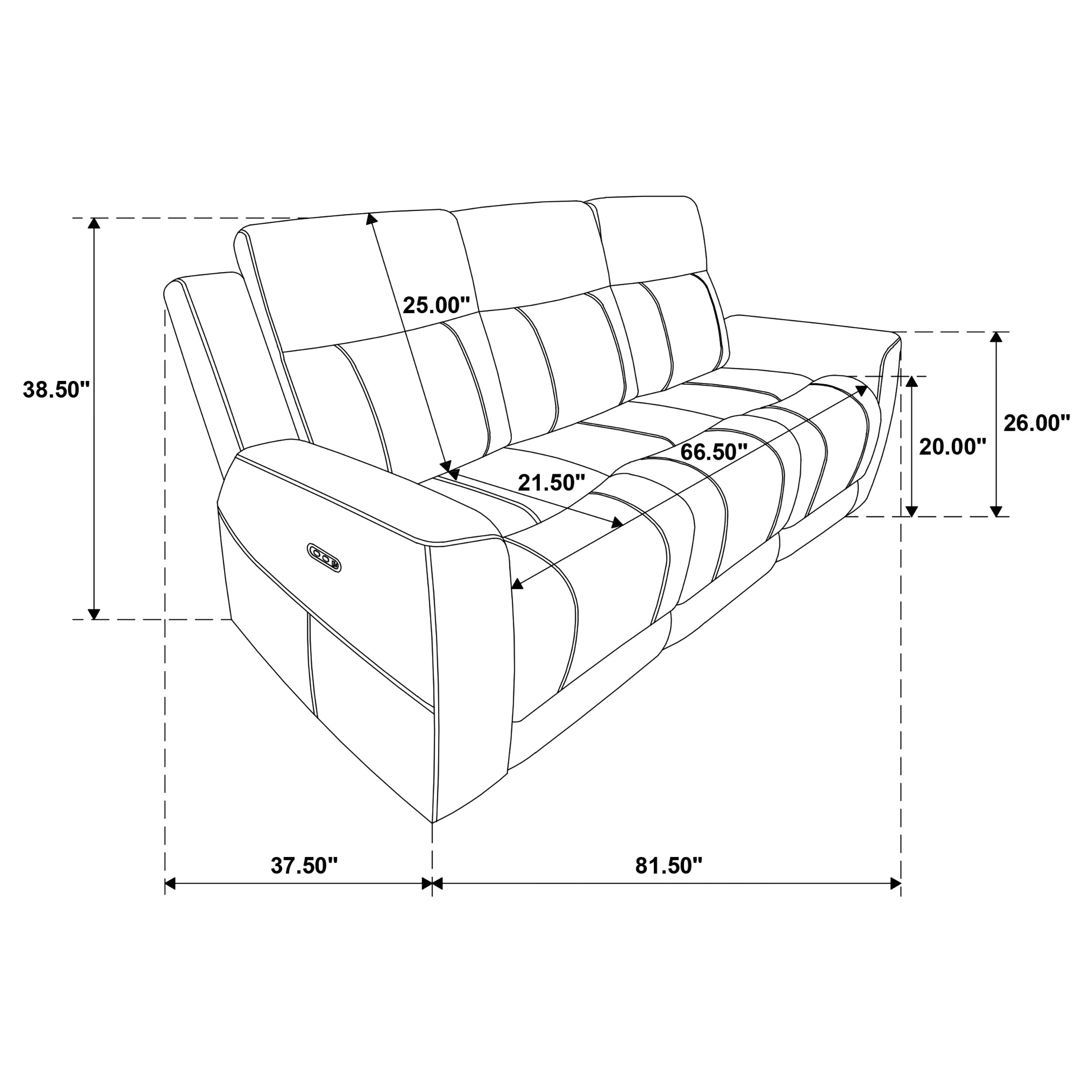 Kennett Chenille Upholstered Power Reclining Sofa Ivory-