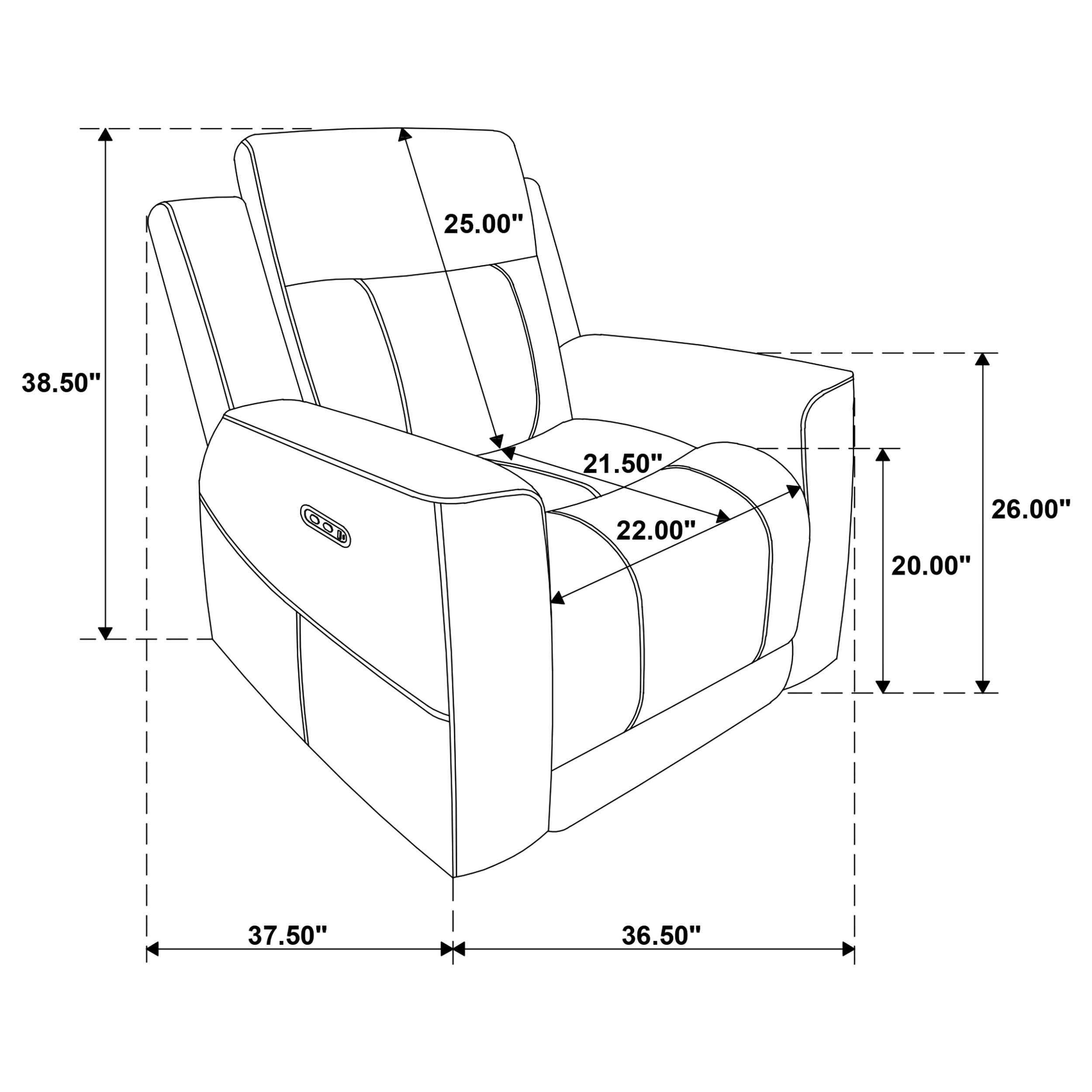 Kennett Chenille Upholstered Power Recliner Chair Ivory-