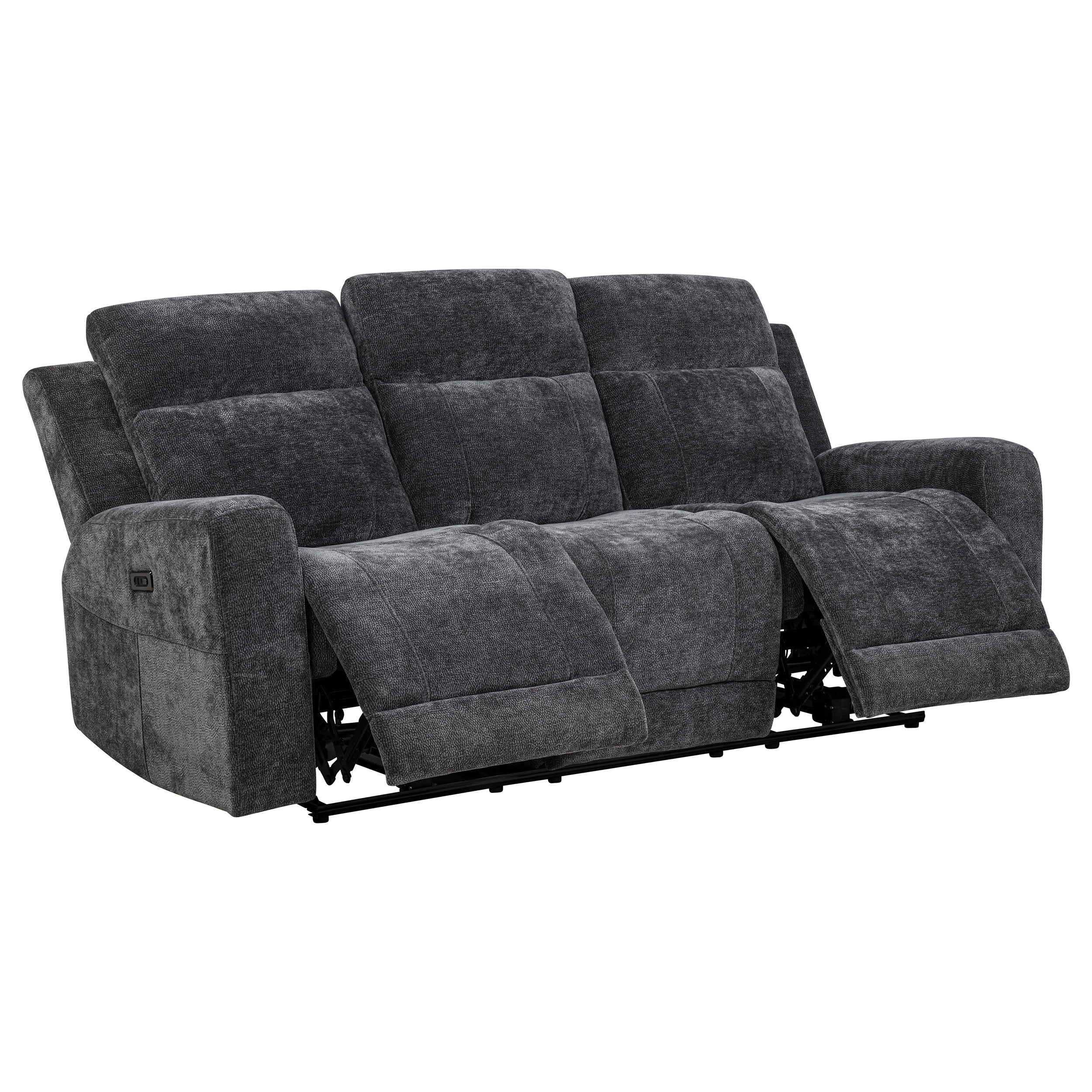 Kennett Chenille Upholstered Power Reclining Sofa Dark Grey-