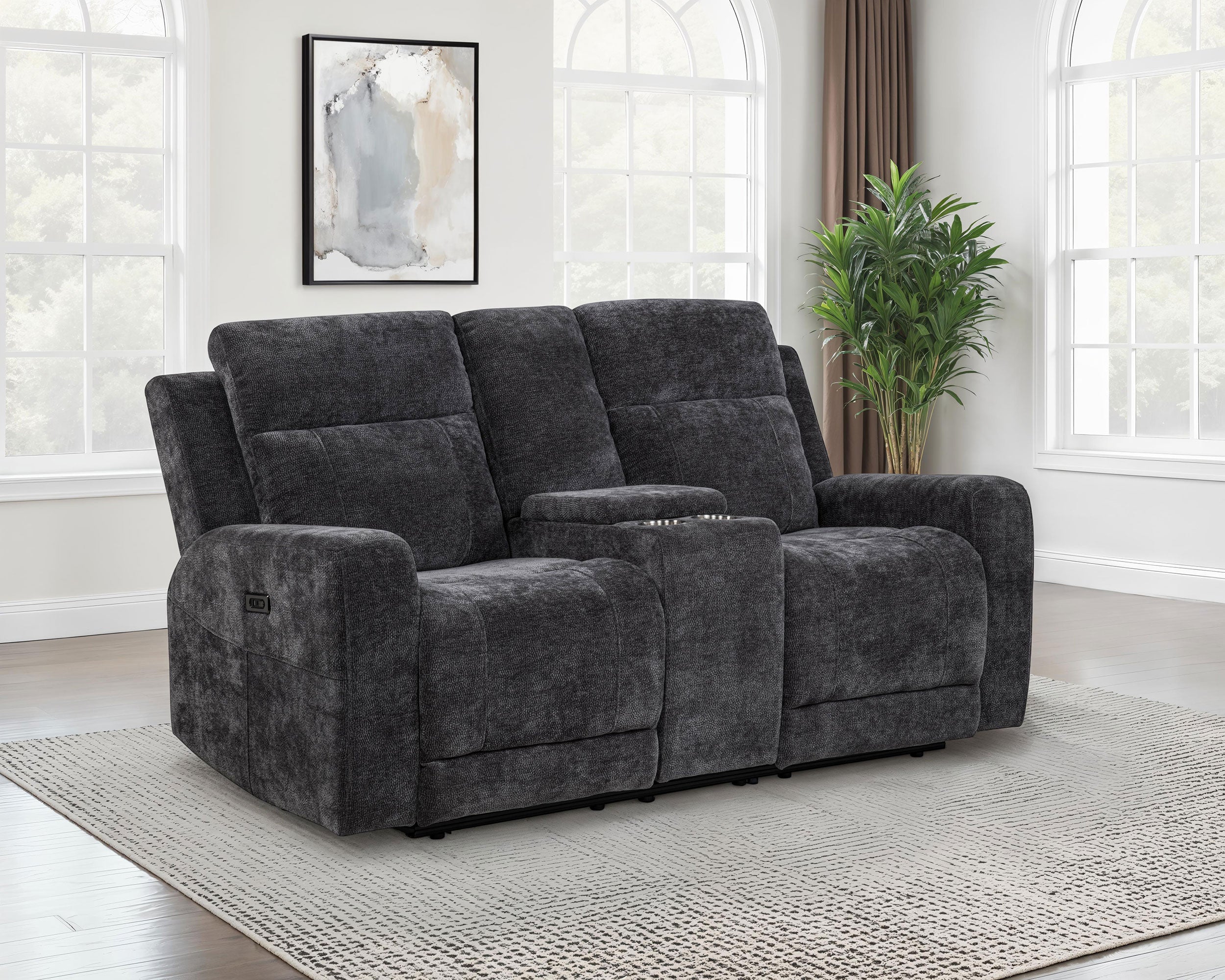 Kennett Chenille Upholstered Power Reclining Loveseat Grey-