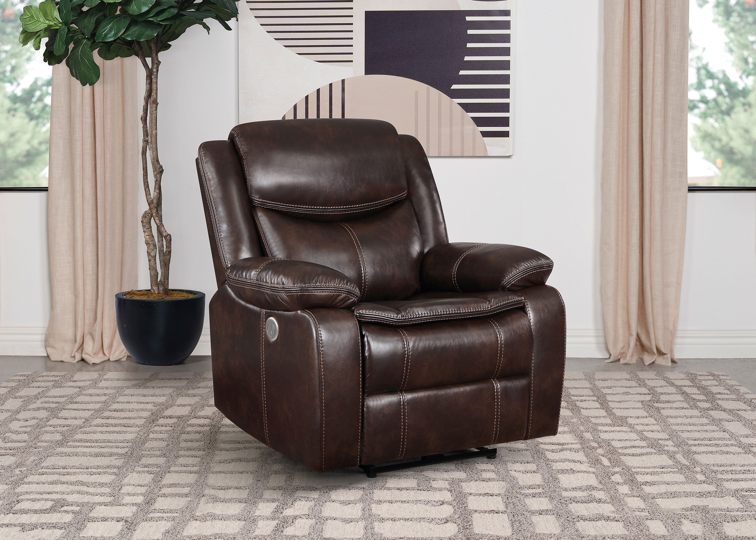 Sycamore Upholstered Power Recliner Chair Dark Brown-