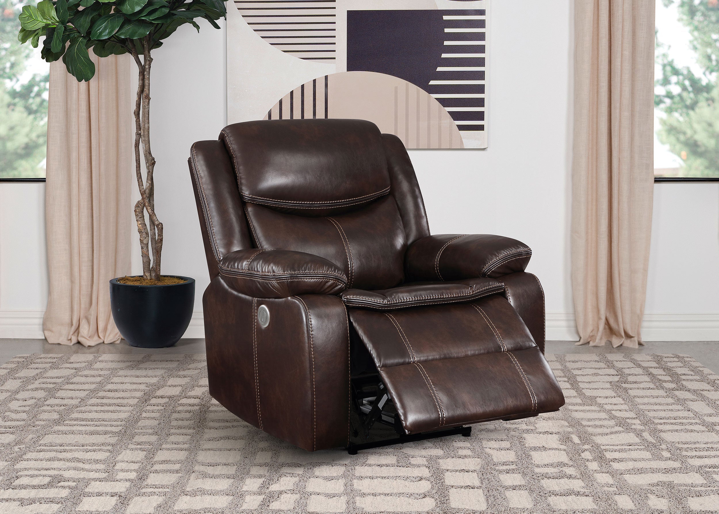 Sycamore Upholstered Power Recliner Chair Dark Brown-