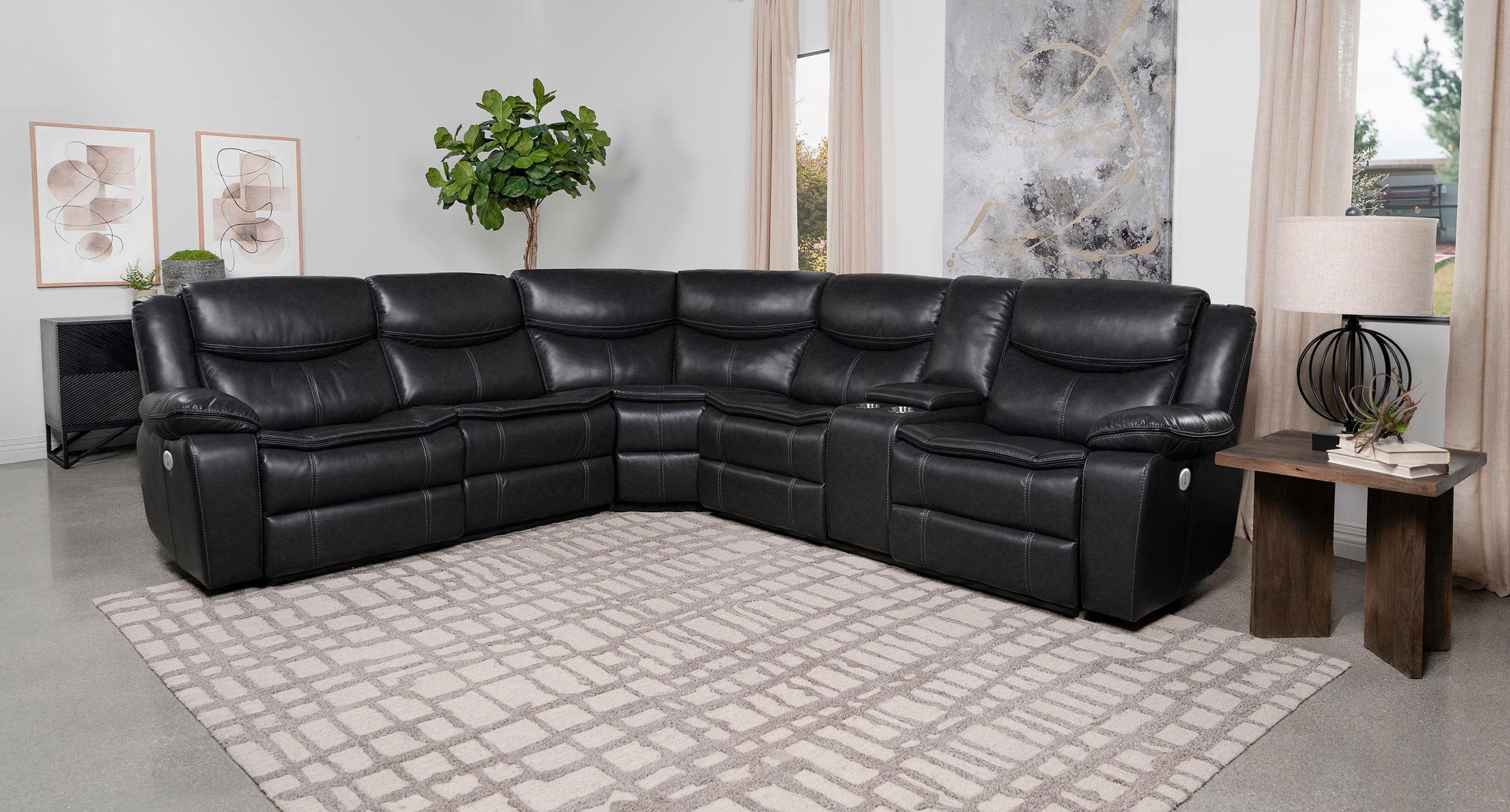 Sycamore Upholstered Power Reclining Sectional Sofa Grey-