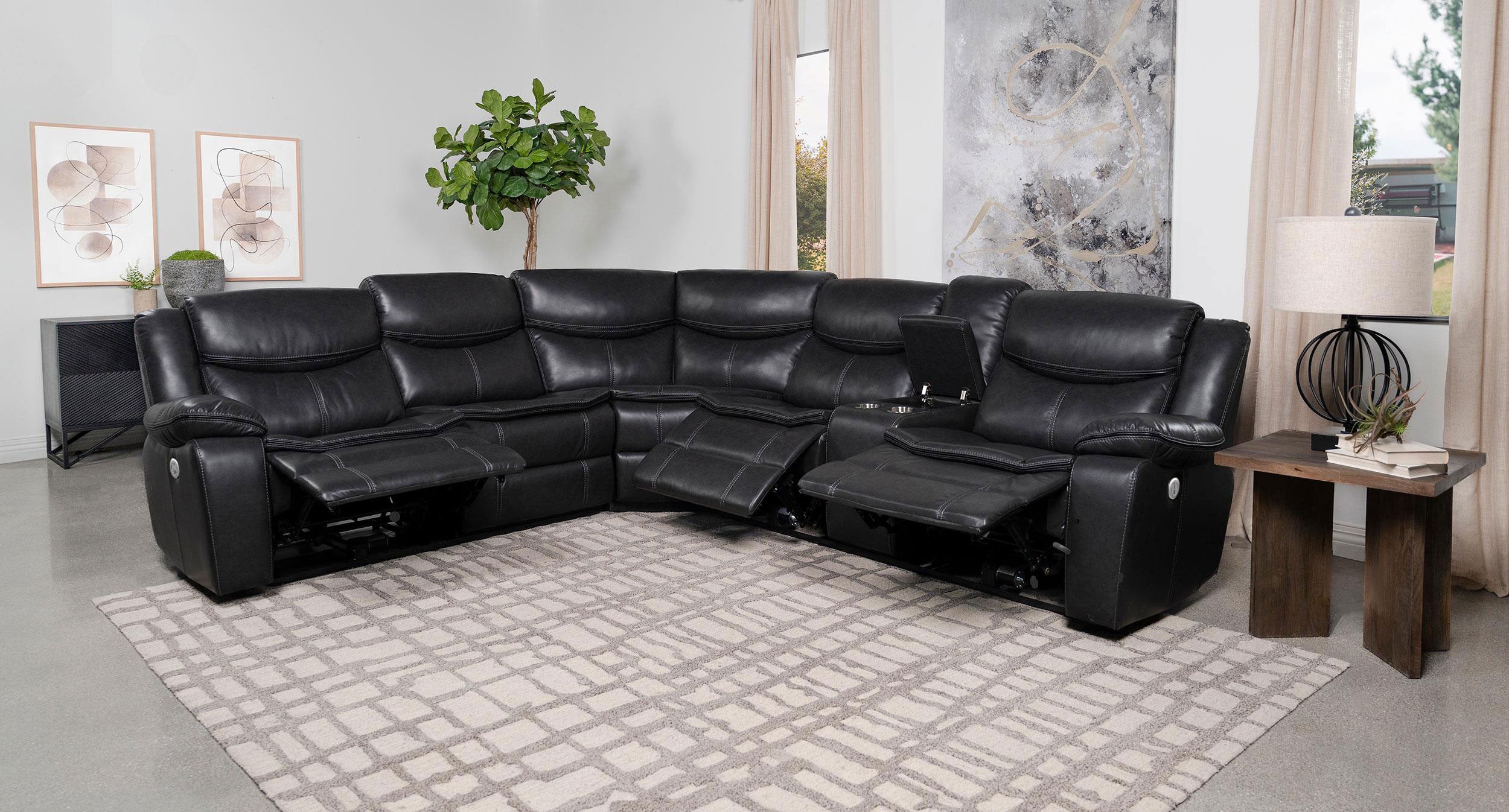 Sycamore Upholstered Power Reclining Sectional Sofa Grey-