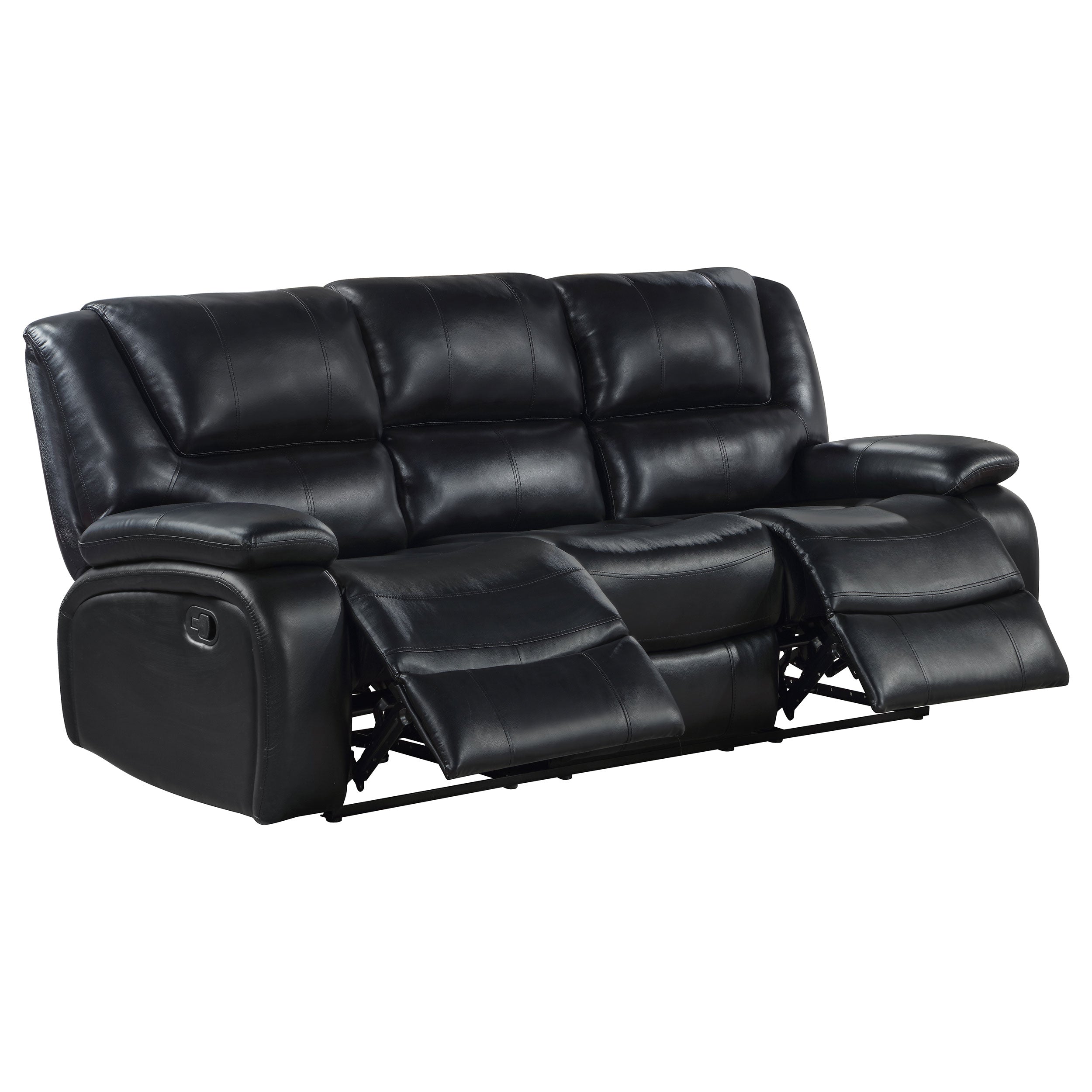Camila Upholstered Motion Reclining Sofa Black-