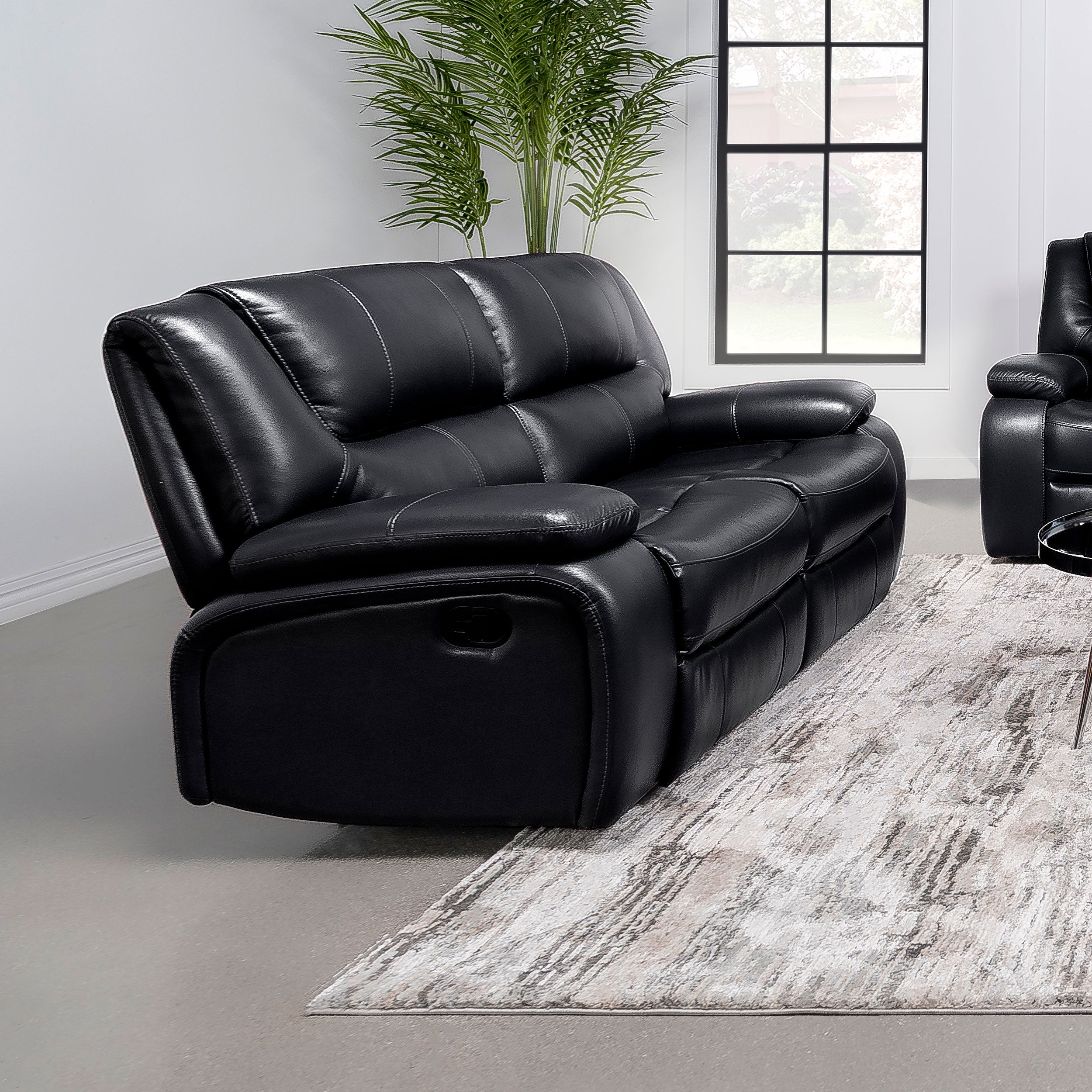 Camila Upholstered Motion Reclining Loveseat Black-