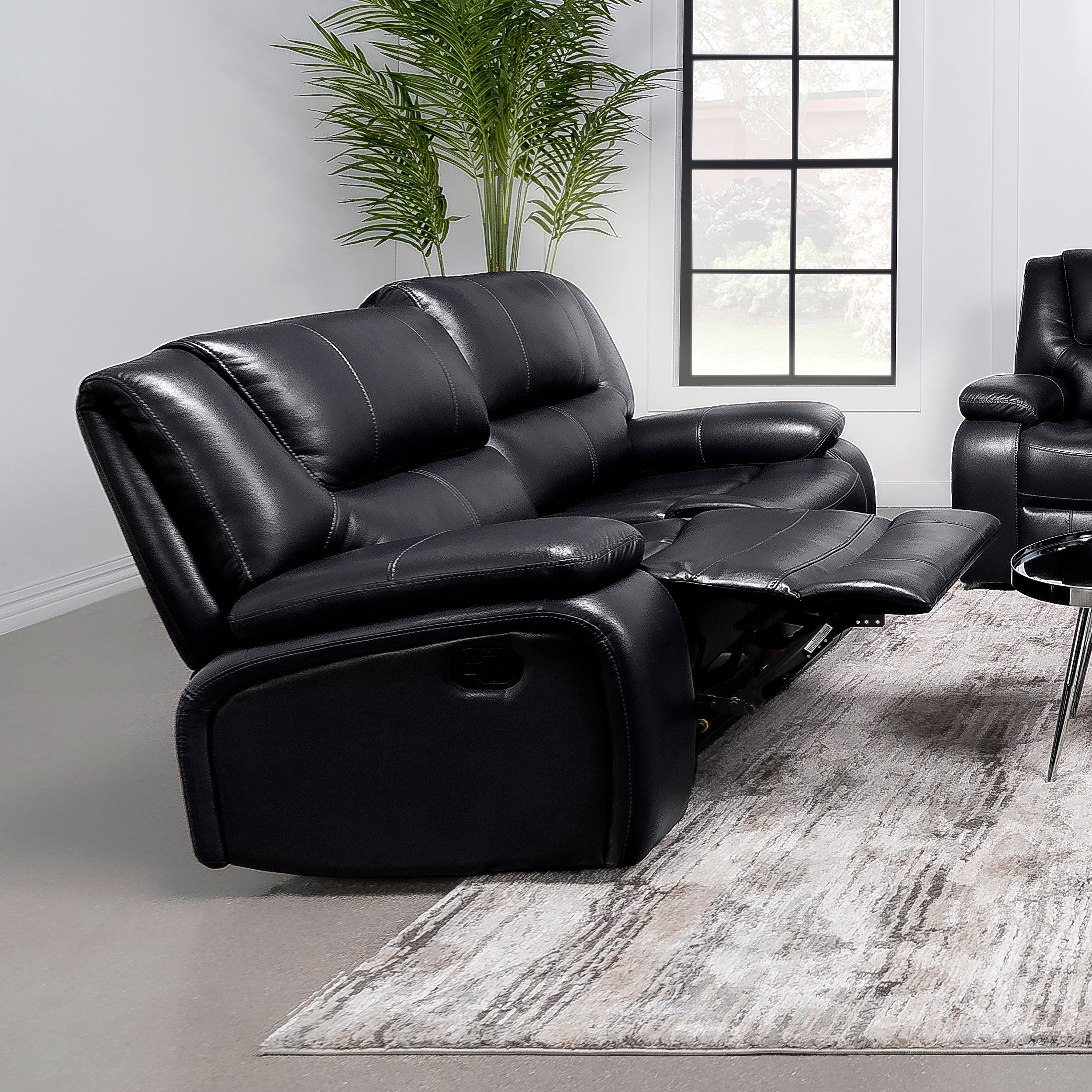 Camila Upholstered Motion Reclining Loveseat Black-