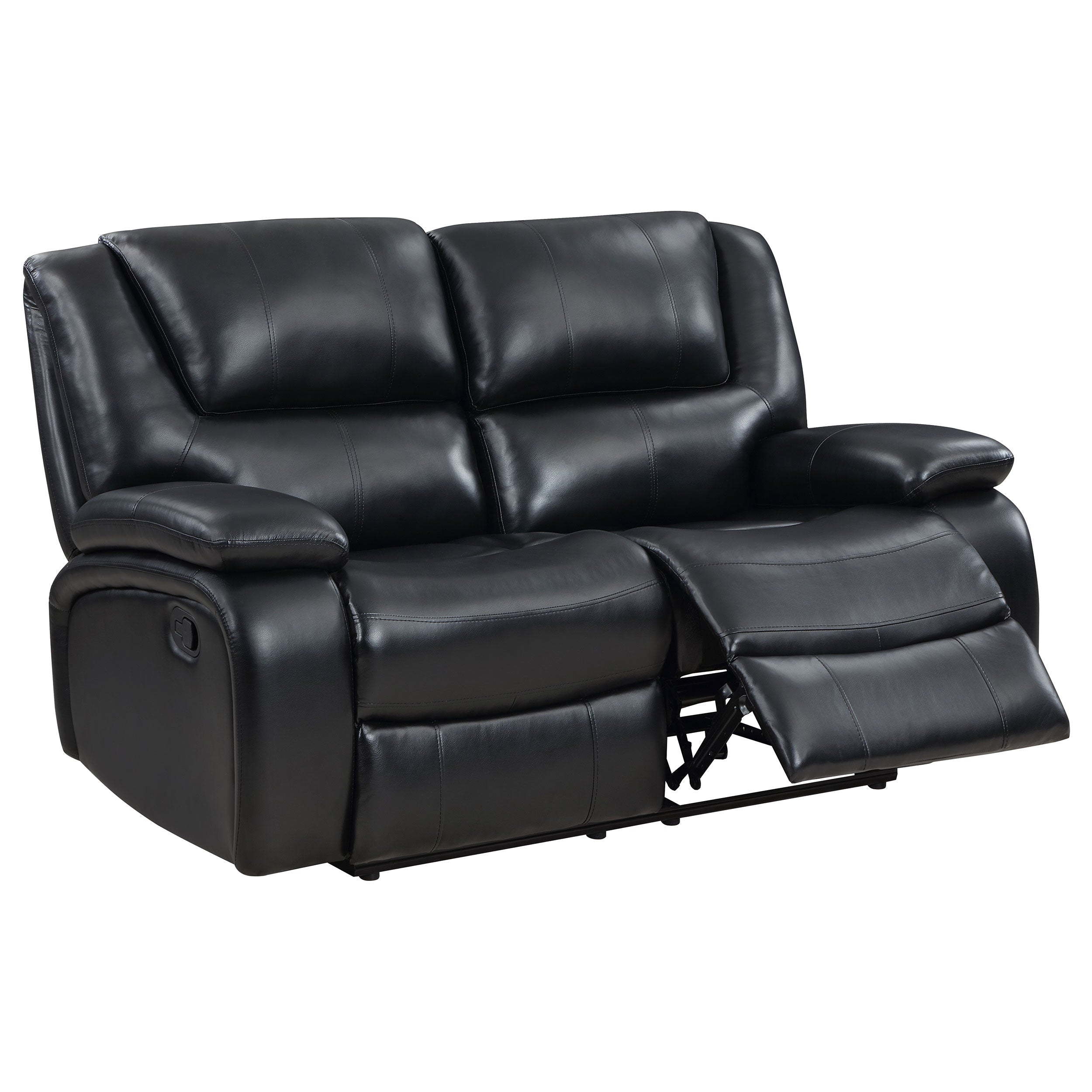 Camila Upholstered Motion Reclining Loveseat Black-
