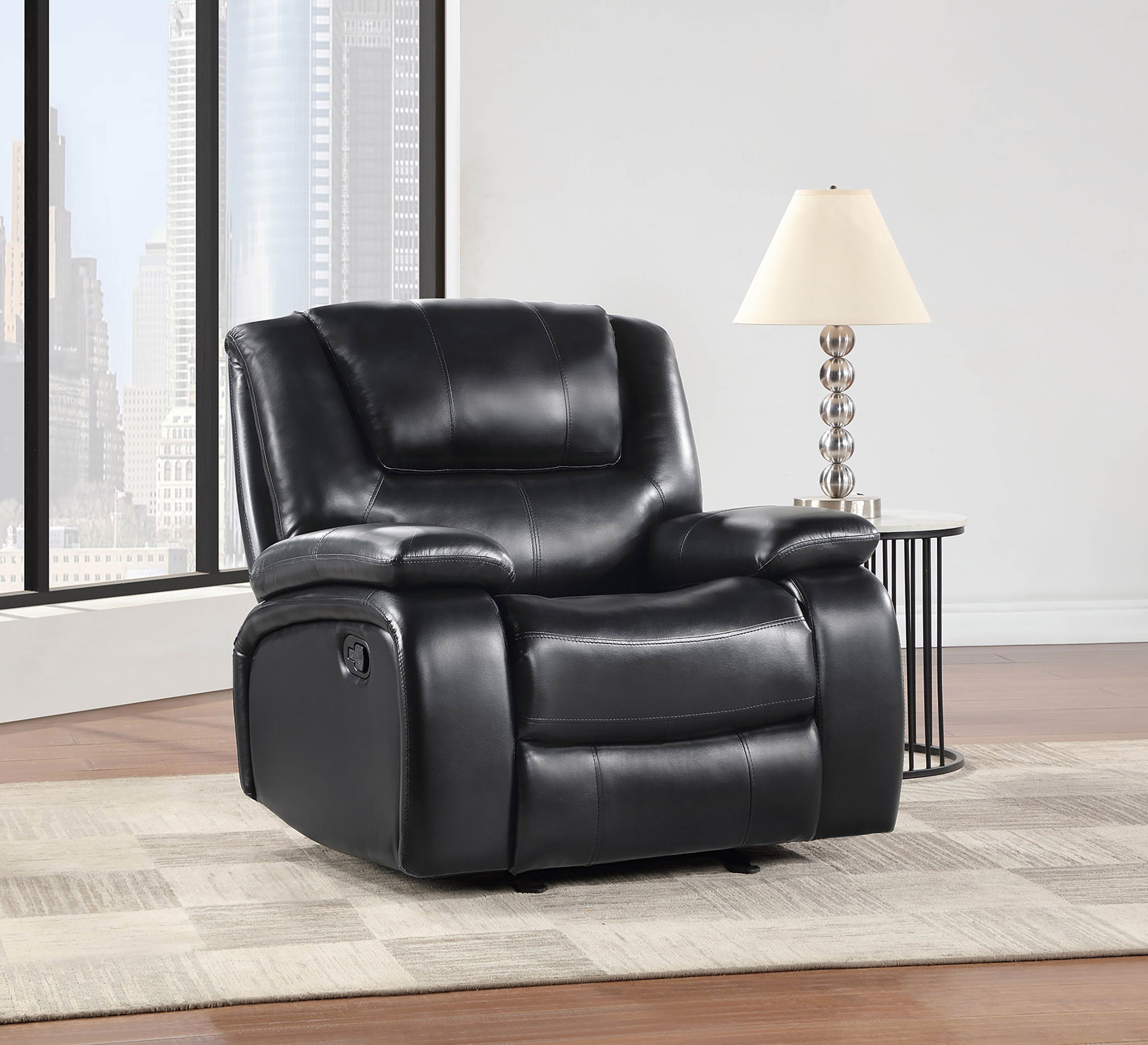 Camila Upholstered Glider Recliner Chair Black-