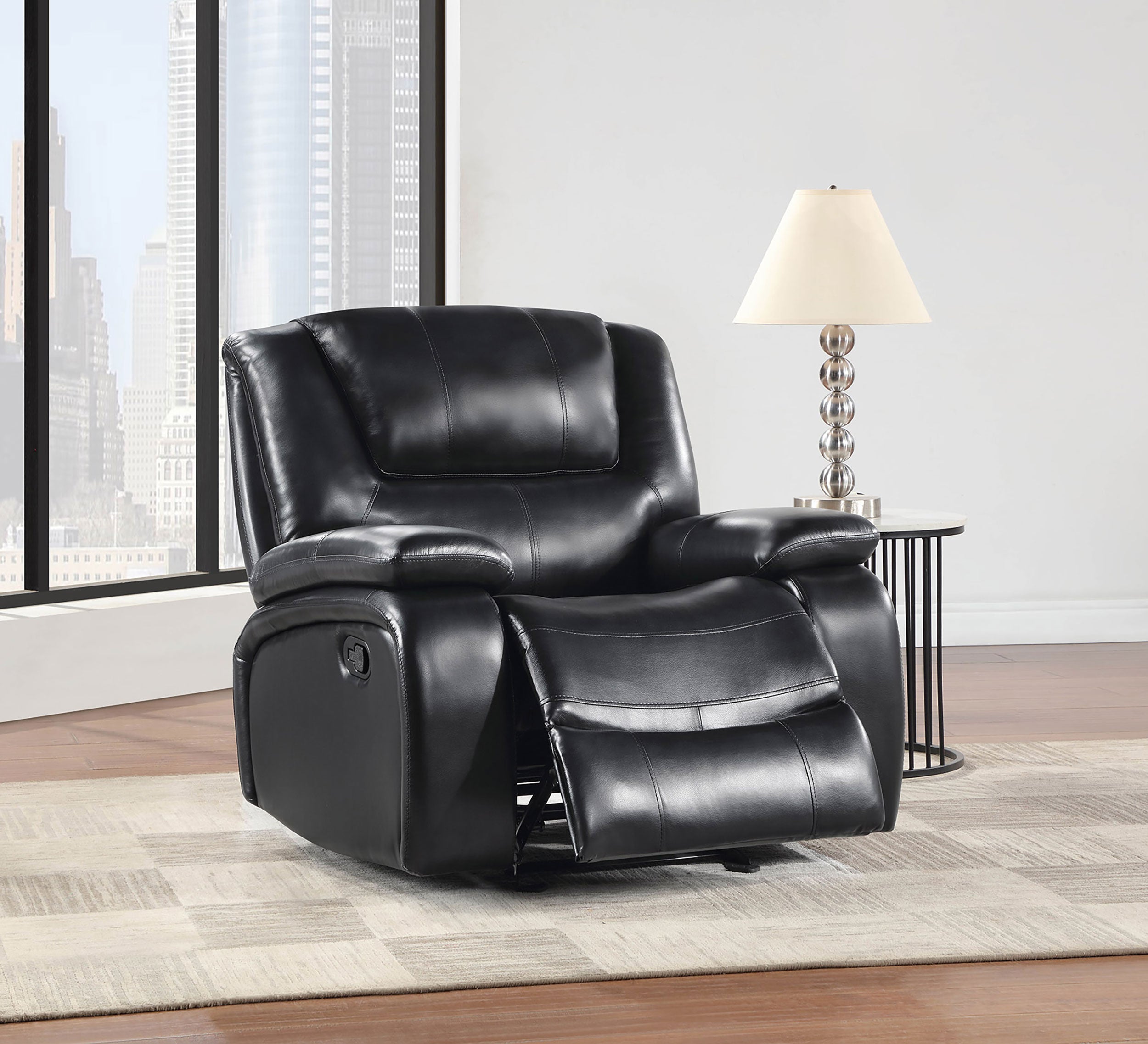 Camila Upholstered Glider Recliner Chair Black-