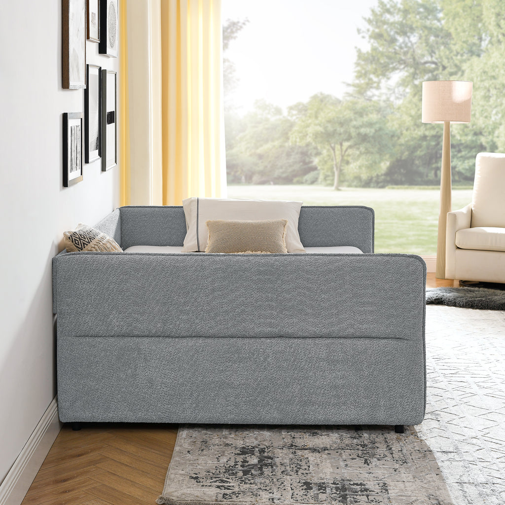 Tufted Daybed with Trundle and Two Drawers - Queen Size