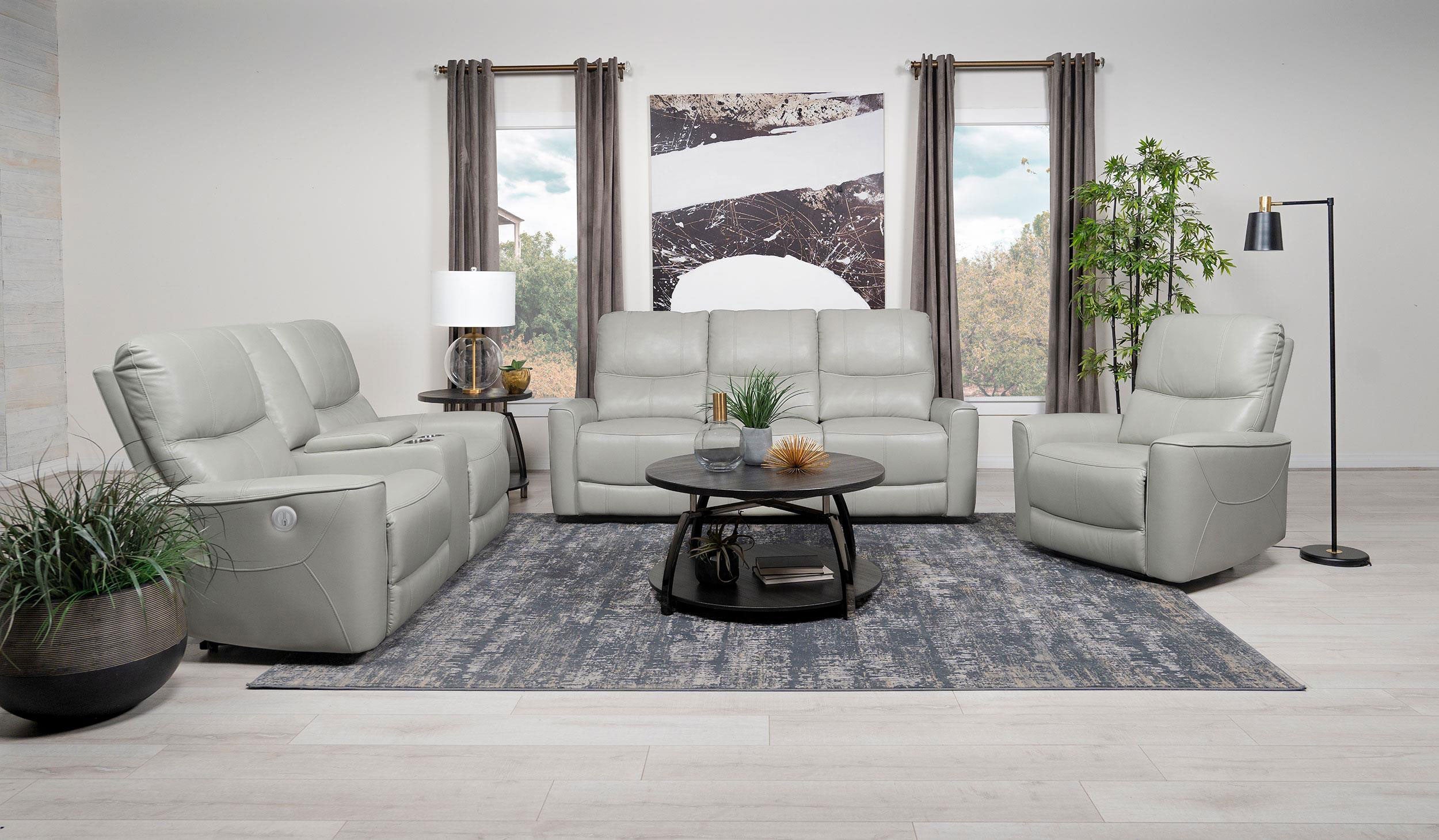 Greenfield Upholstered Power Reclining Sofa Dove Grey-