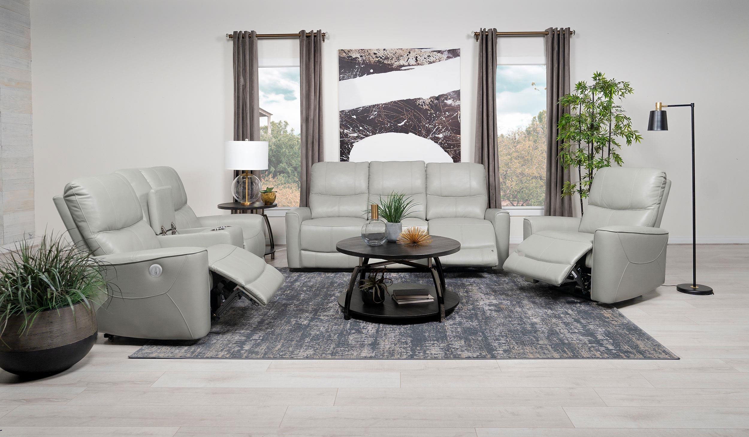 Greenfield Upholstered Power Reclining Loveseat Dove Grey-