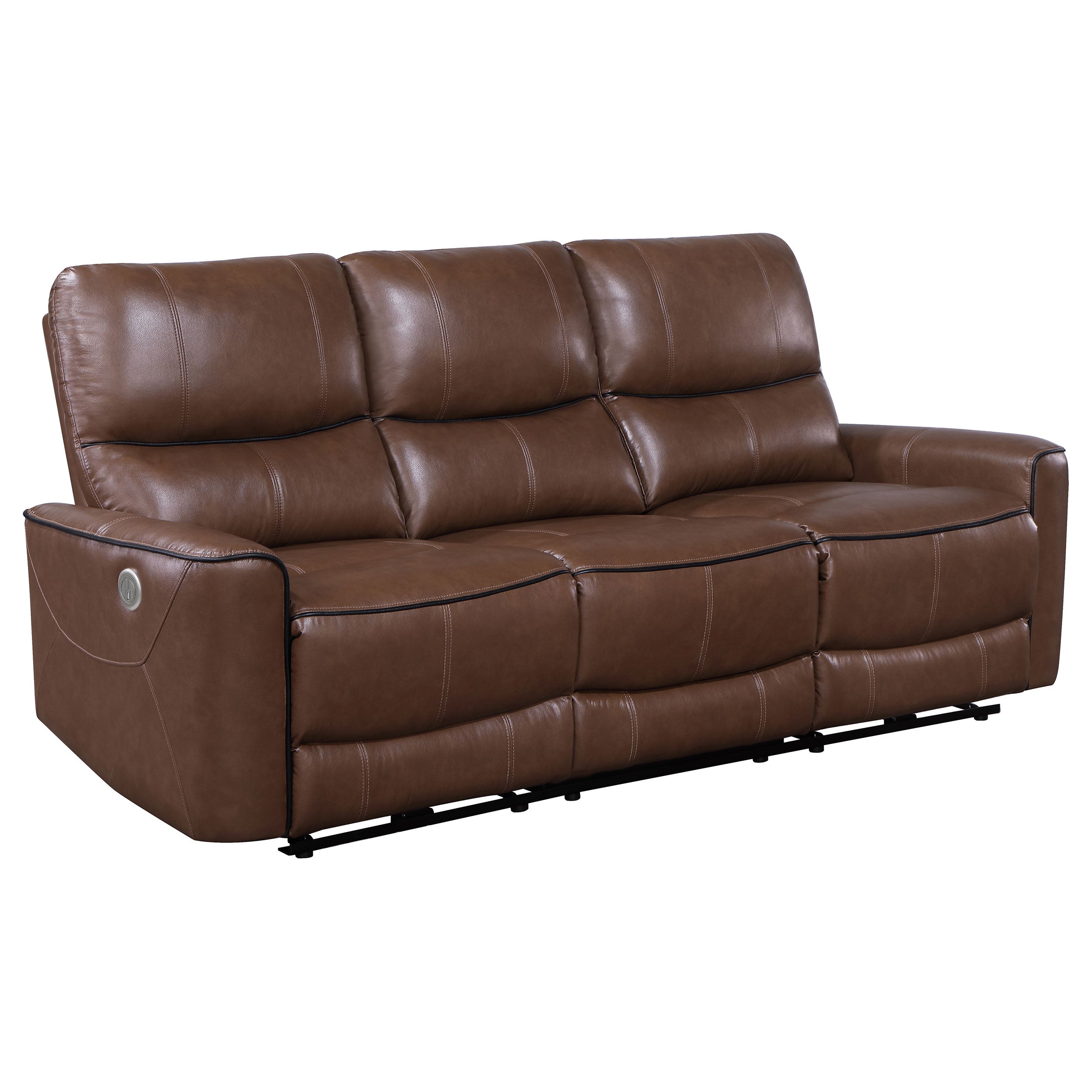 Greenfield Upholstered Power Reclining Sofa Saddle Brown-