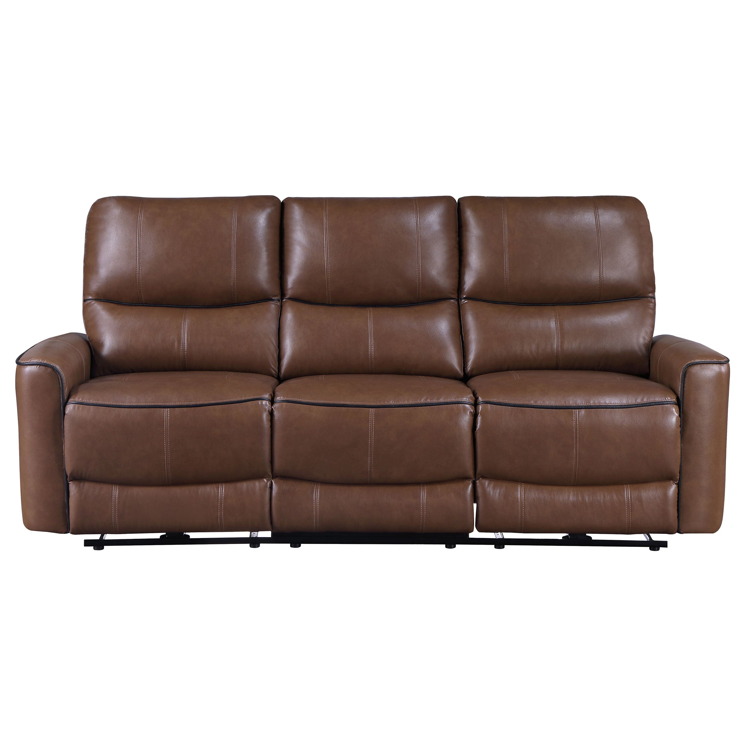 Greenfield Upholstered Power Reclining Sofa Saddle Brown-