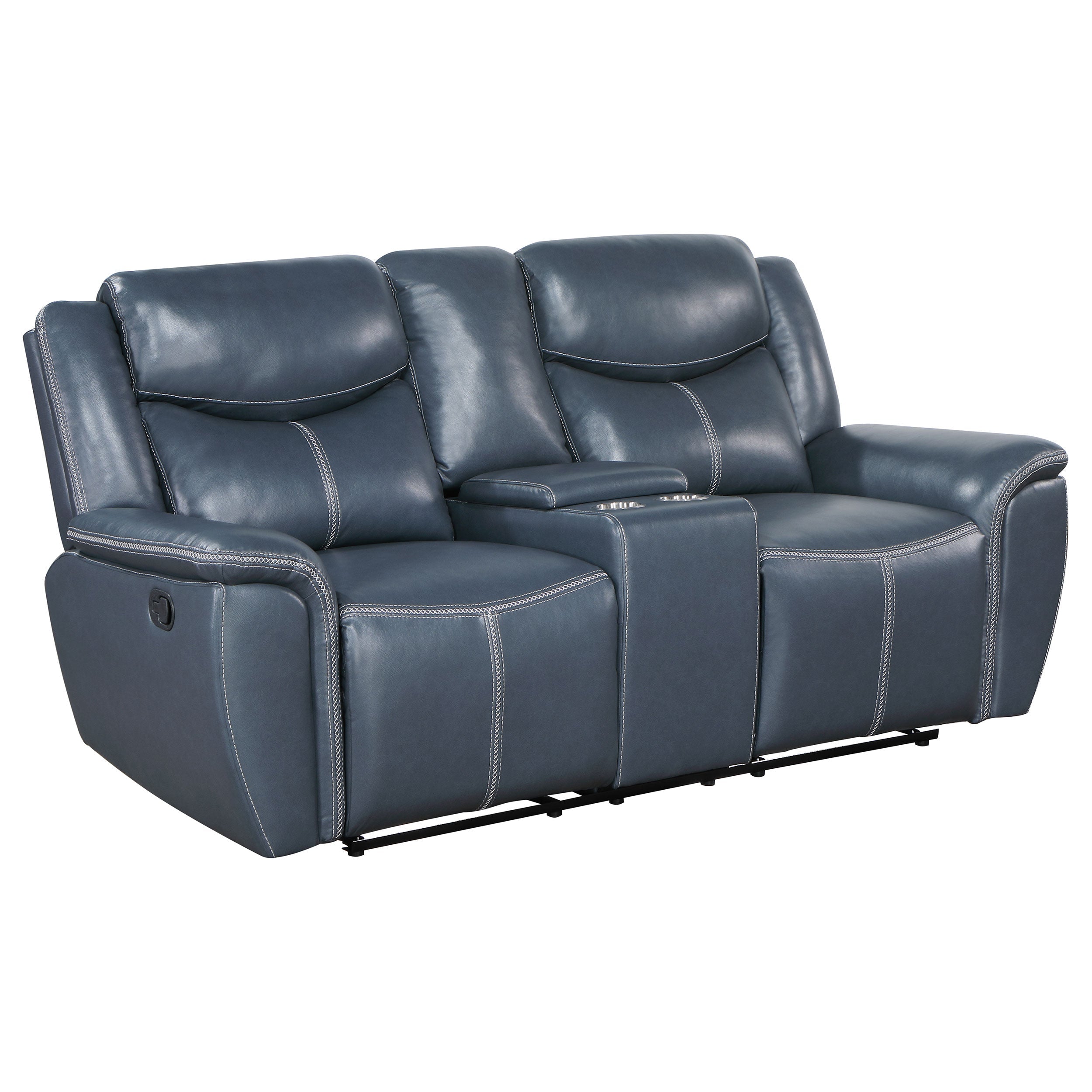 Sloane Upholstered Padded Arm Reclining Loveseat Blue-