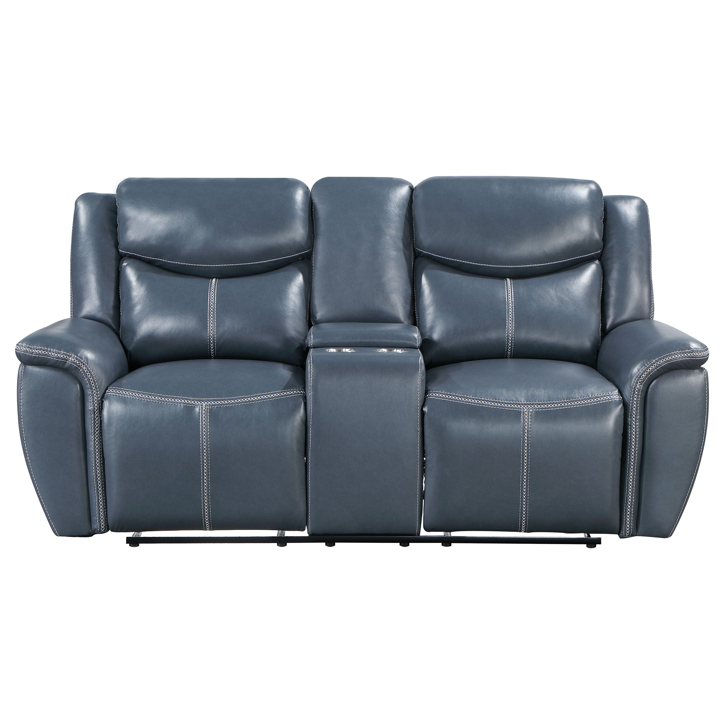 Sloane Upholstered Padded Arm Reclining Loveseat Blue-