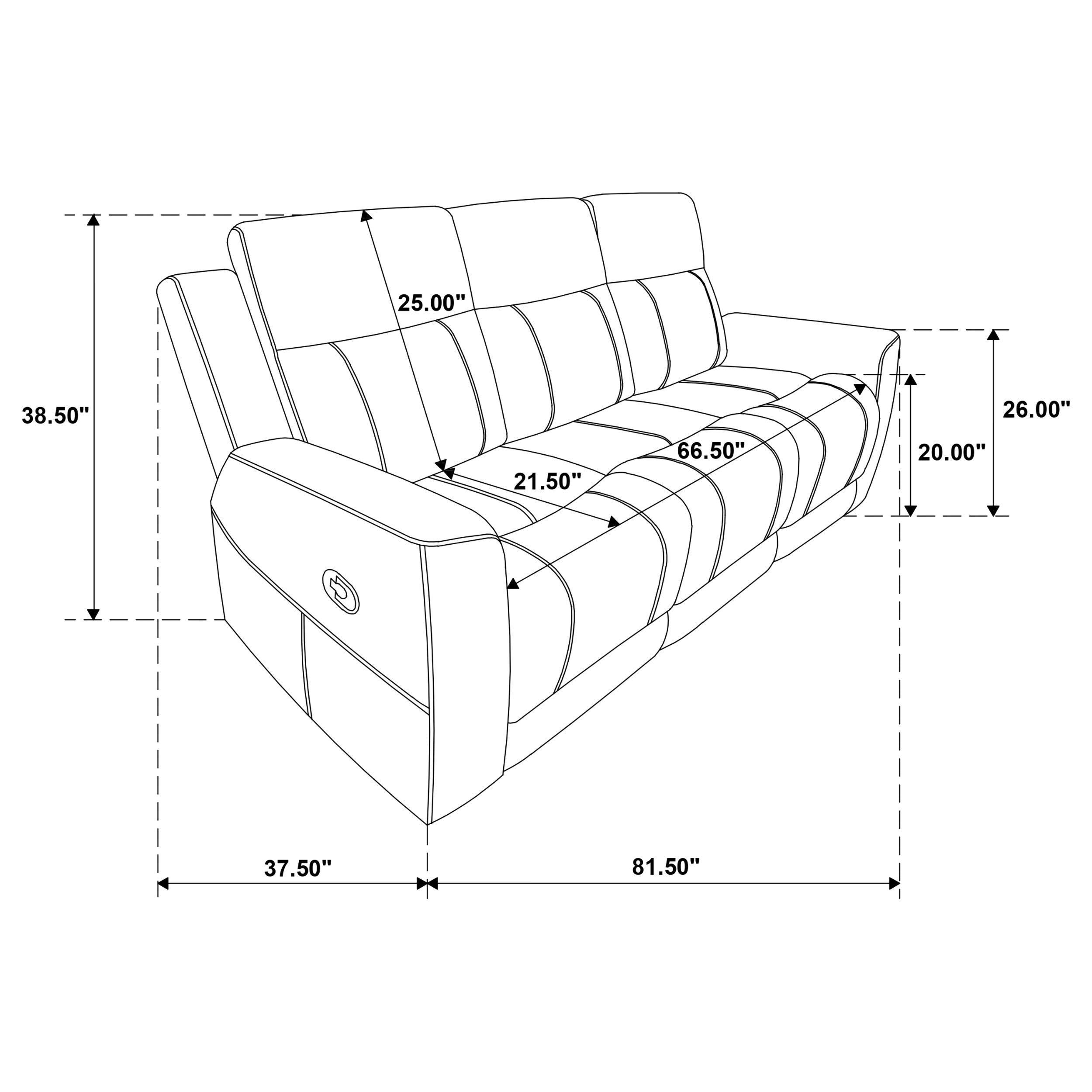 Brentwood Upholstered Motion Reclining Sofa Dark Charcoal-
