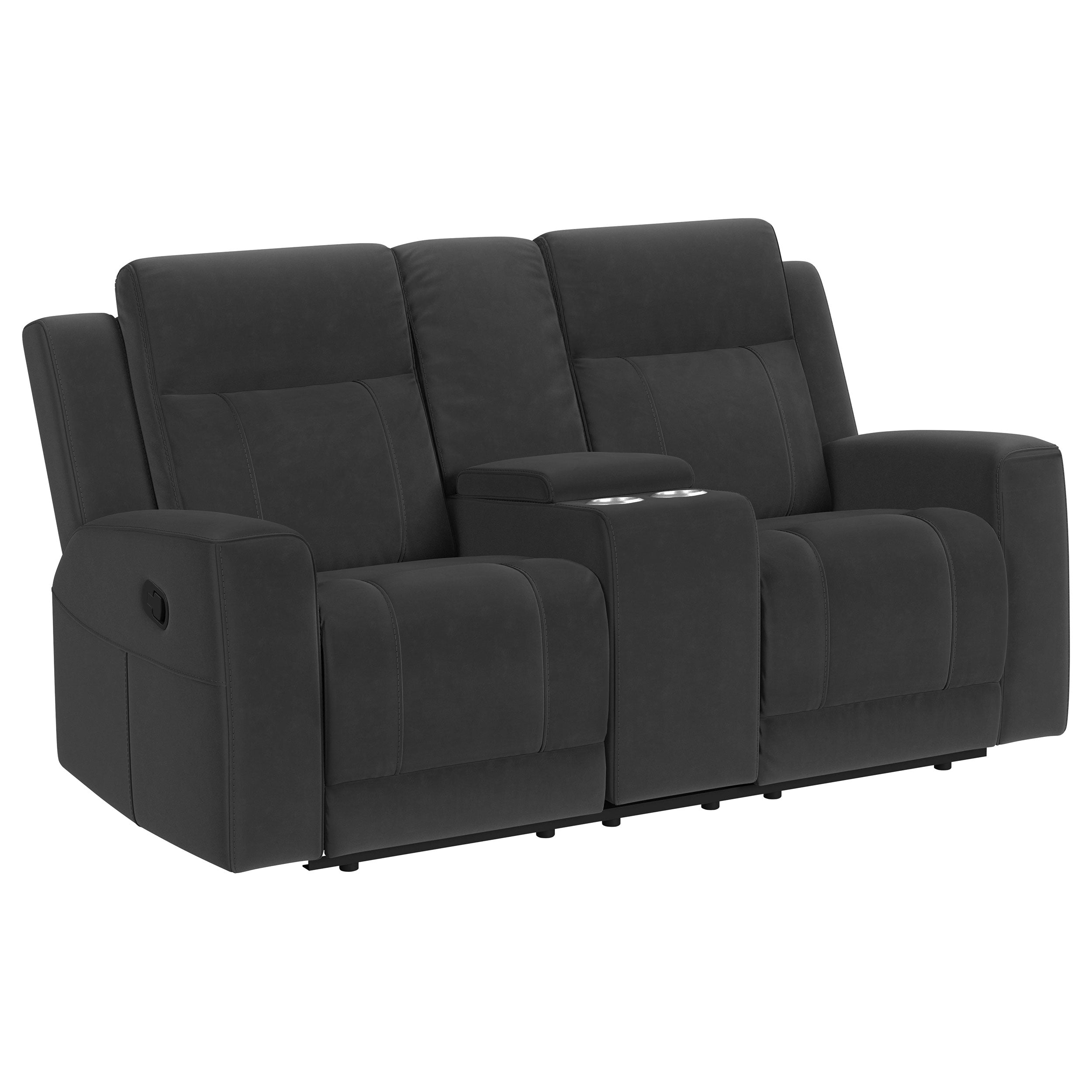 Brentwood Upholstered Reclining Loveseat Dark Charcoal-