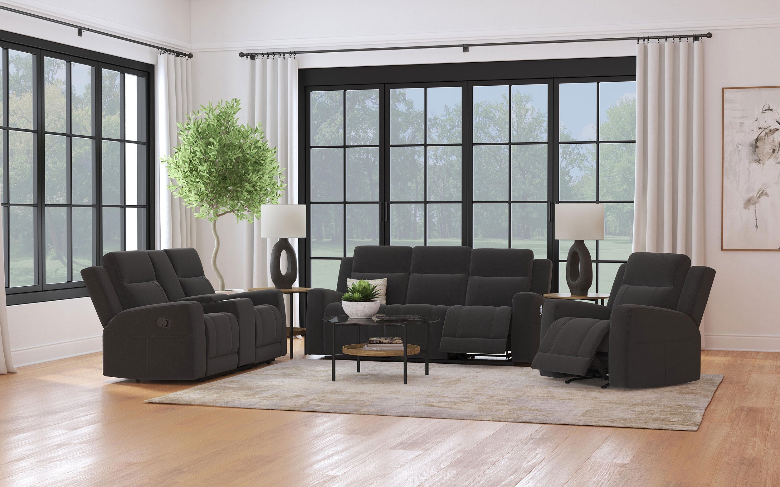 Brentwood Upholstered Recliner Chair Dark Charcoal-
