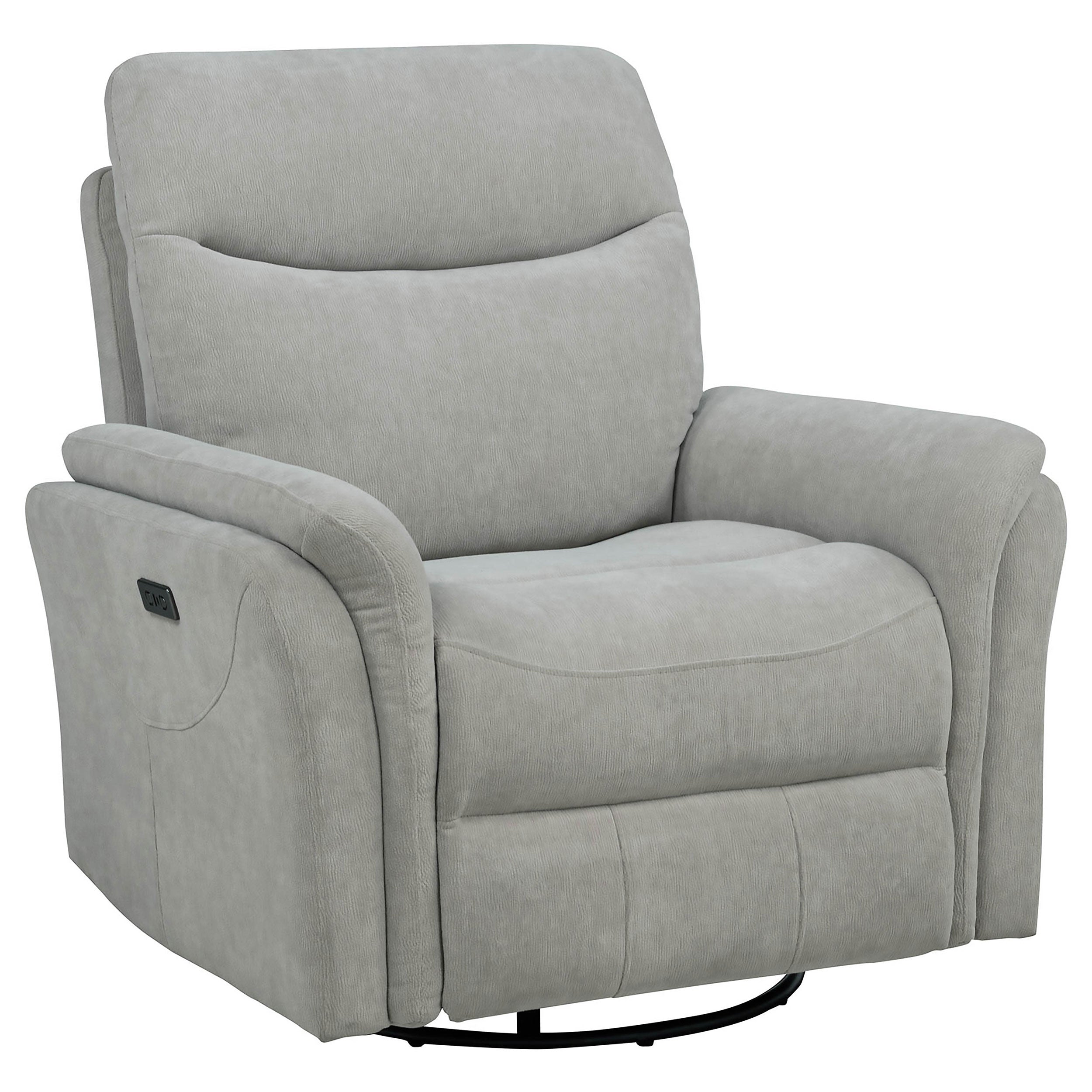 Adler Upholstered Power Swivel Glider Recliner Ivory-