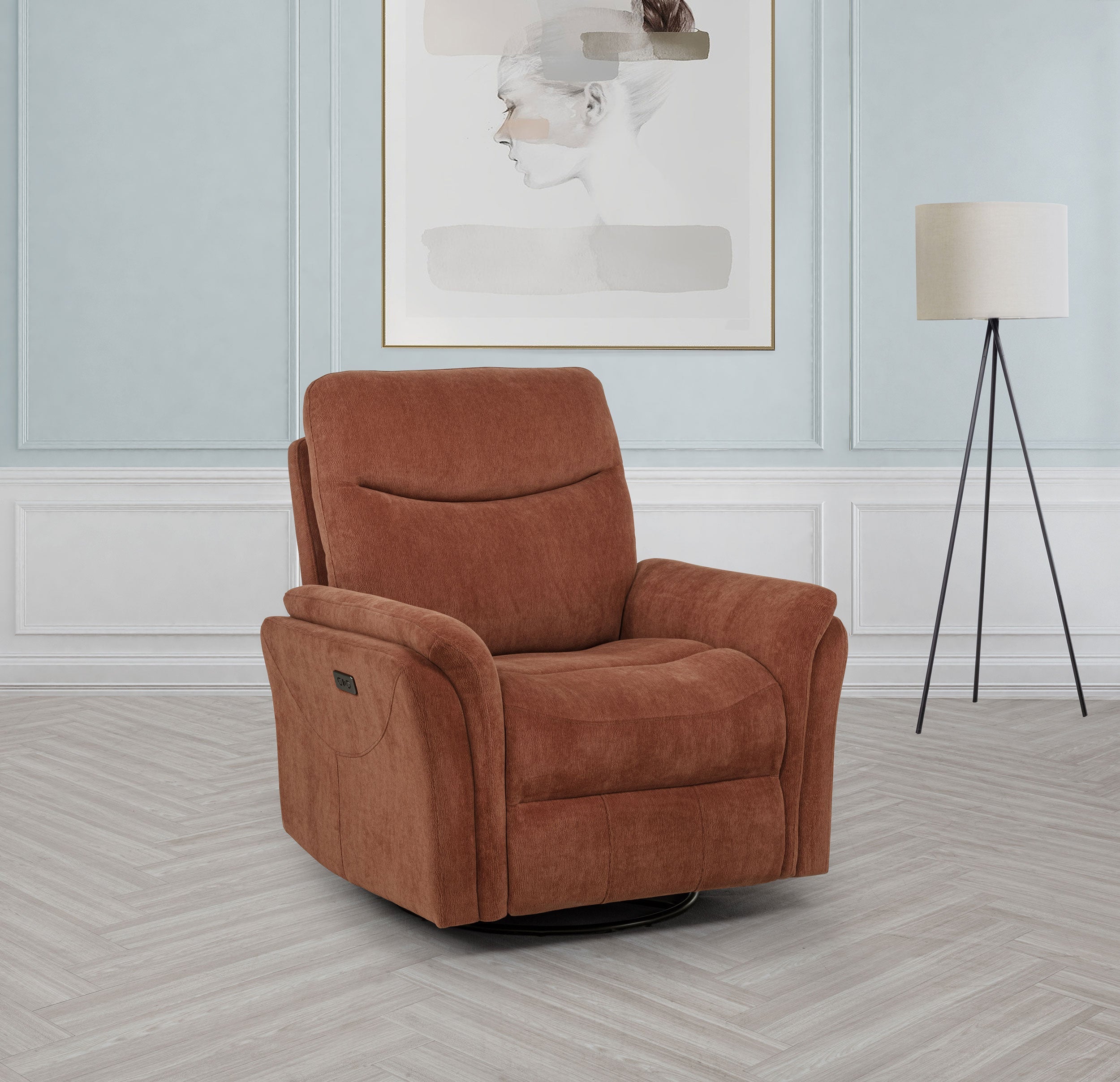 Adler Upholstered Power Swivel Glider Recliner Rust-