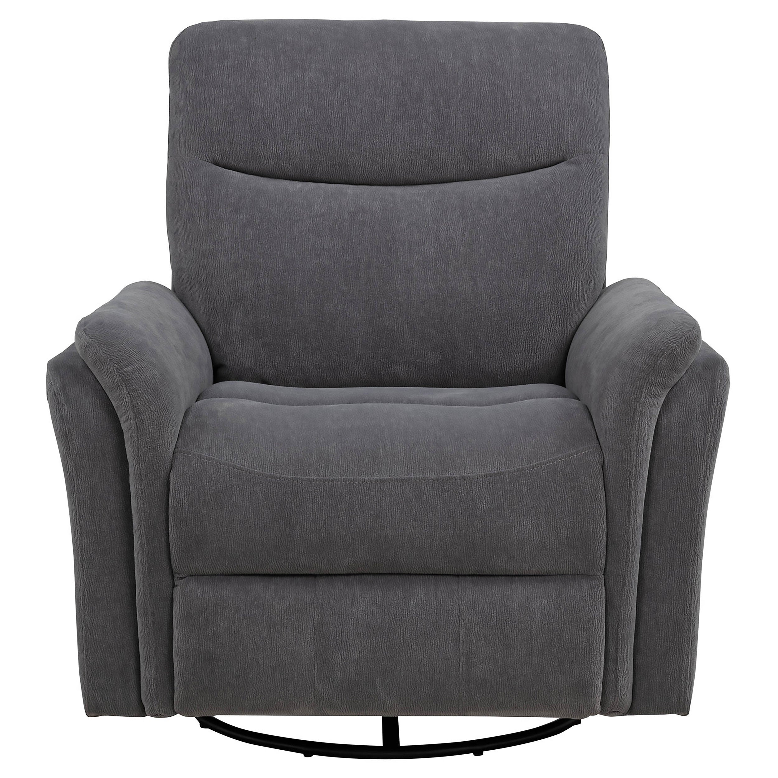Adler Upholstered Power Swivel Glider Recliner Charcoal Grey-