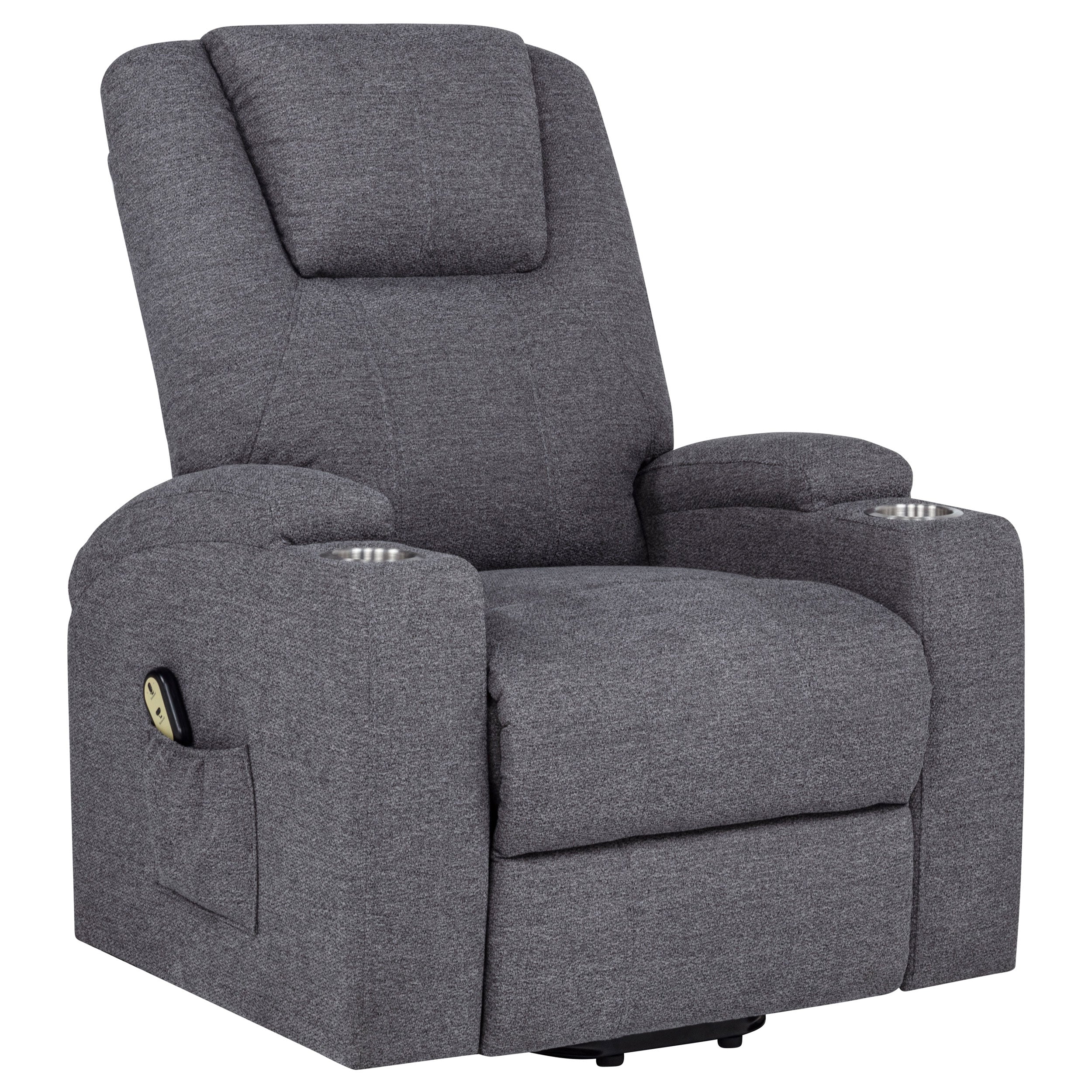 Louie Chenille Upholstered Power Lift Massage Chair Grey-