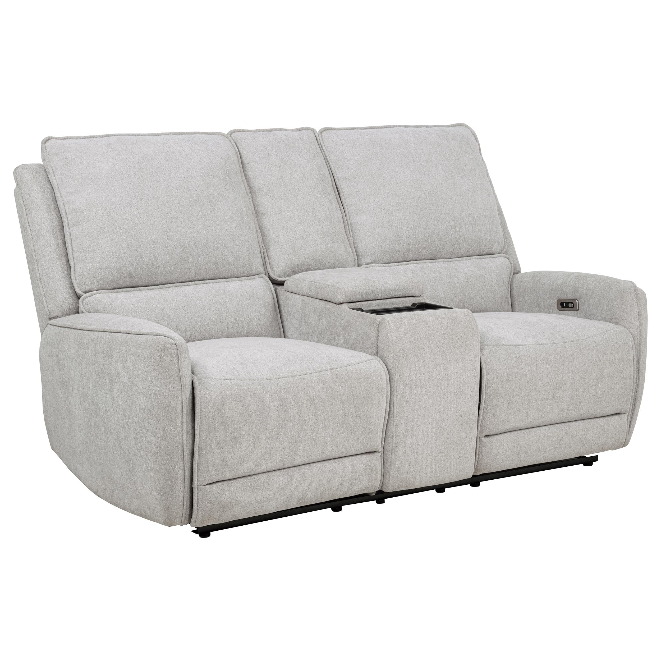 Sylmar Chenille Upholstered Power Reclining Loveseat Dove Grey-