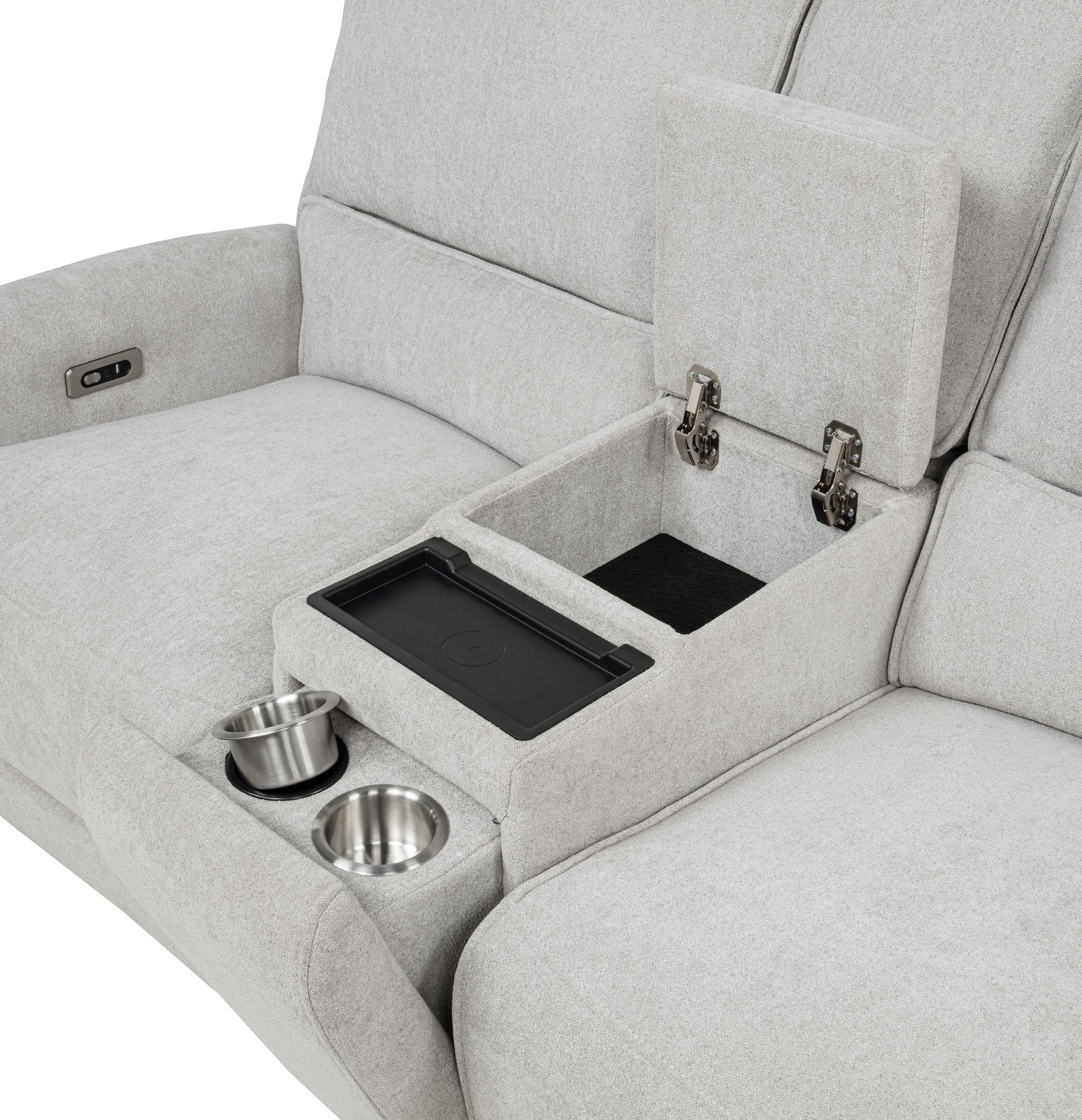 Sylmar Chenille Upholstered Power Reclining Loveseat Dove Grey-