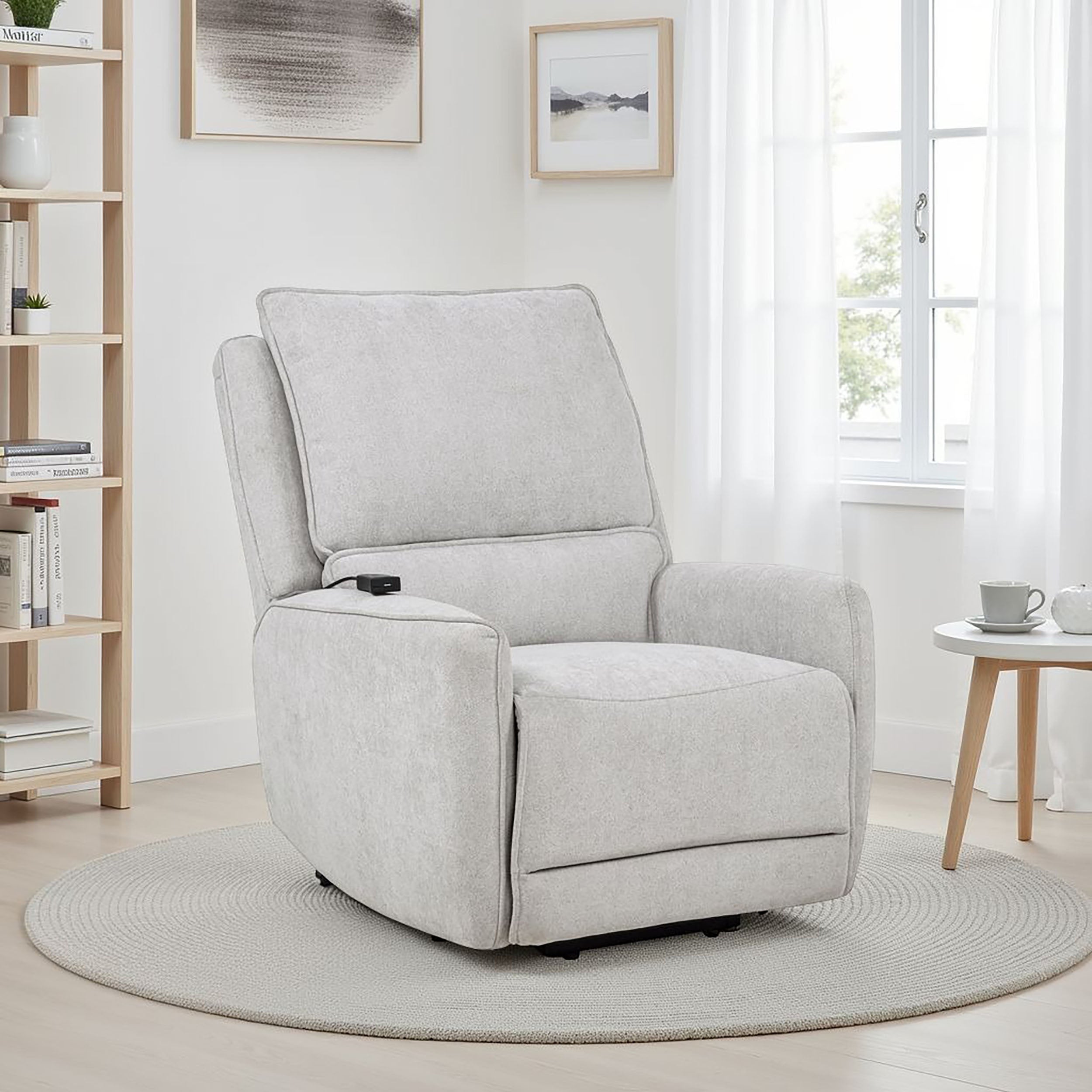Sylmar Chenille Upholstered Dual Power Lift Recliner Dove Grey-