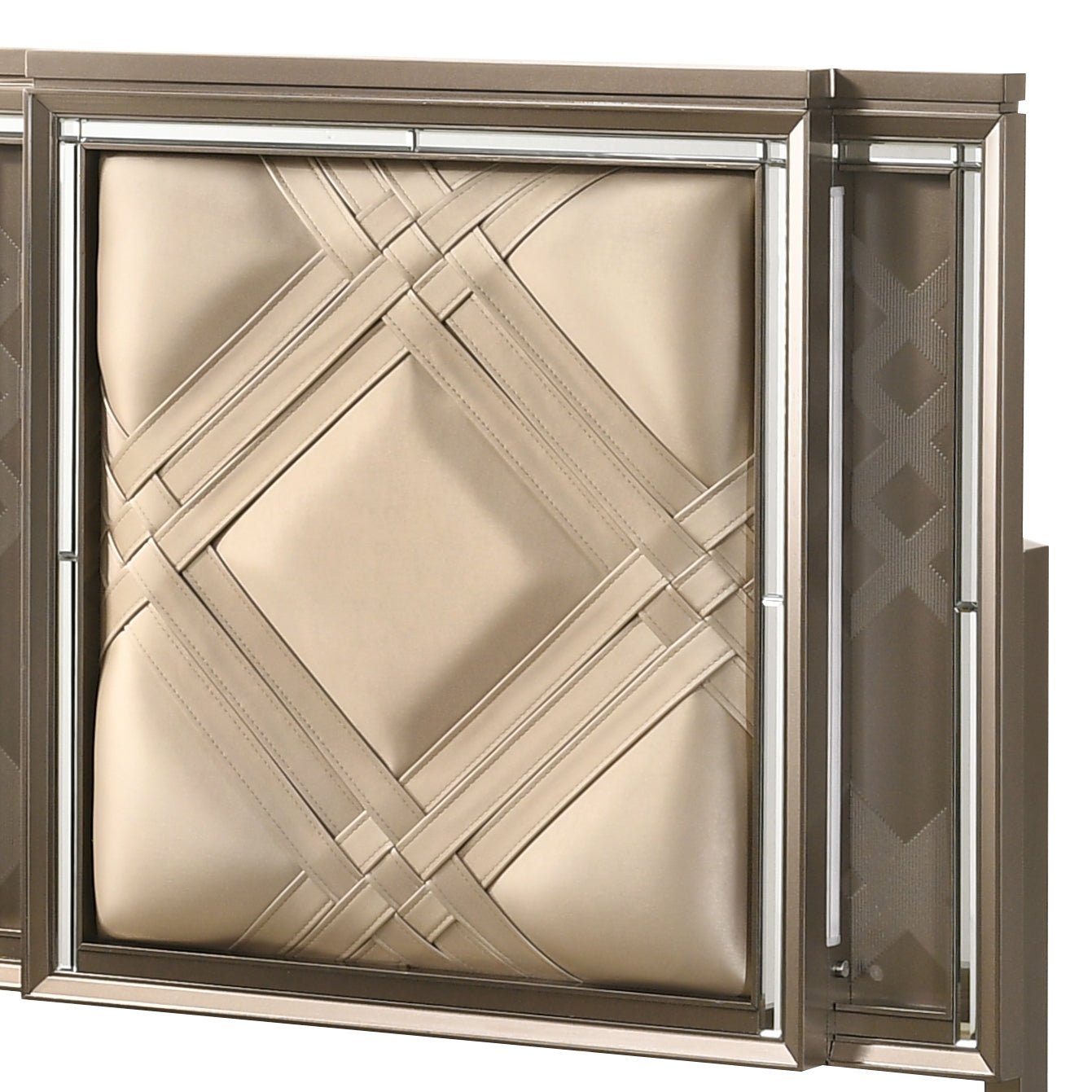 Skylar Synthetic Leather & Dark Champagne Finish Full Bed