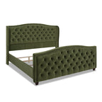Marcella Upholstered Shelter Headboard Bed Set, King, Olive